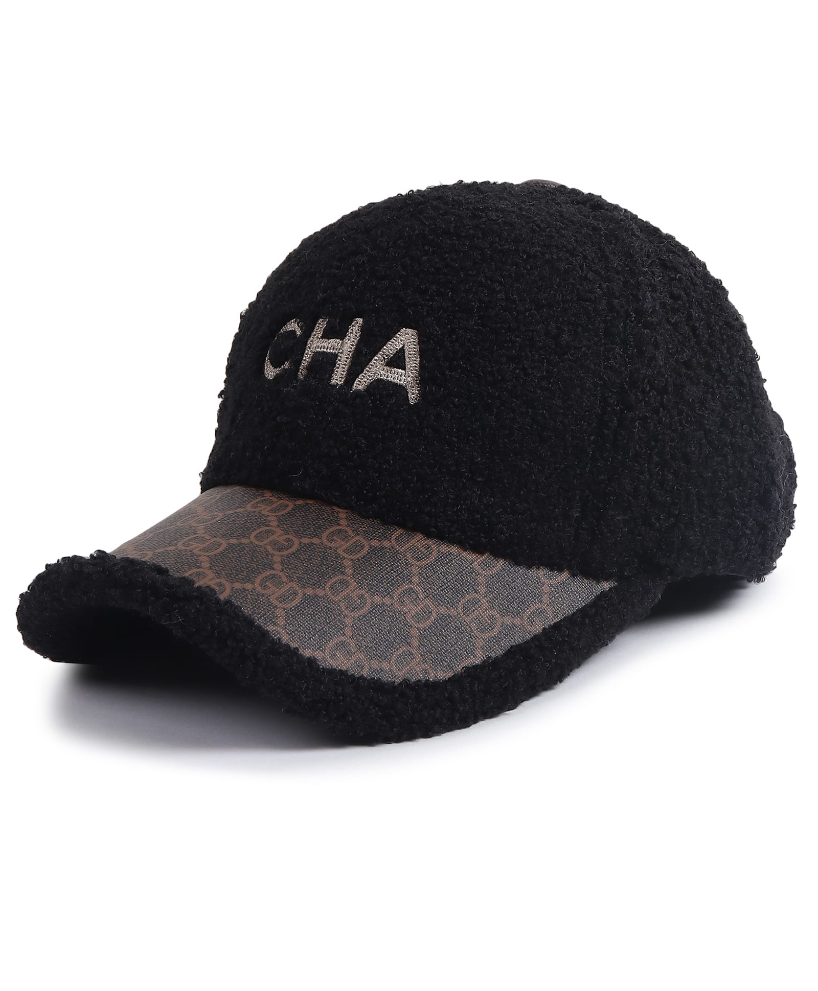 Tipy Tipy Tap CHA Text Embroidered Fur Detailed Baseball Cap - Black - Circumference - 55 cms-picture-31