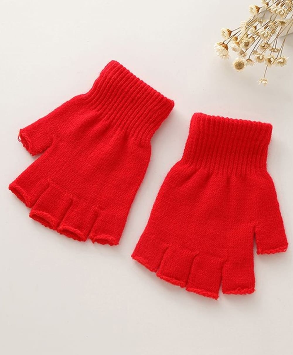 Tipy Tipy Tap Solid Half Finger Gloves - Red