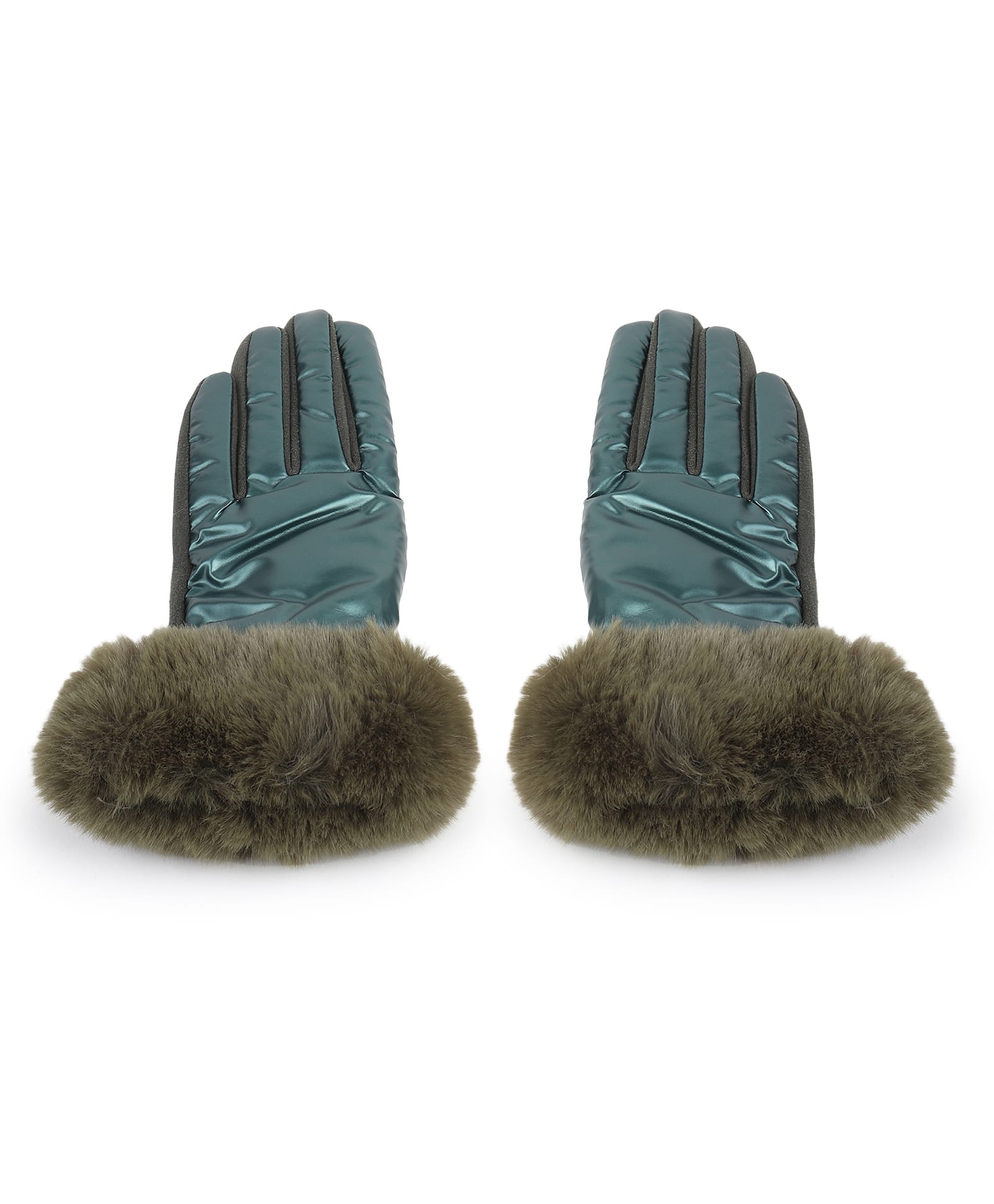 tipy tipy tap Tipy Tipy Taps Fur Solid Puffer Gloves - Green-picture-20