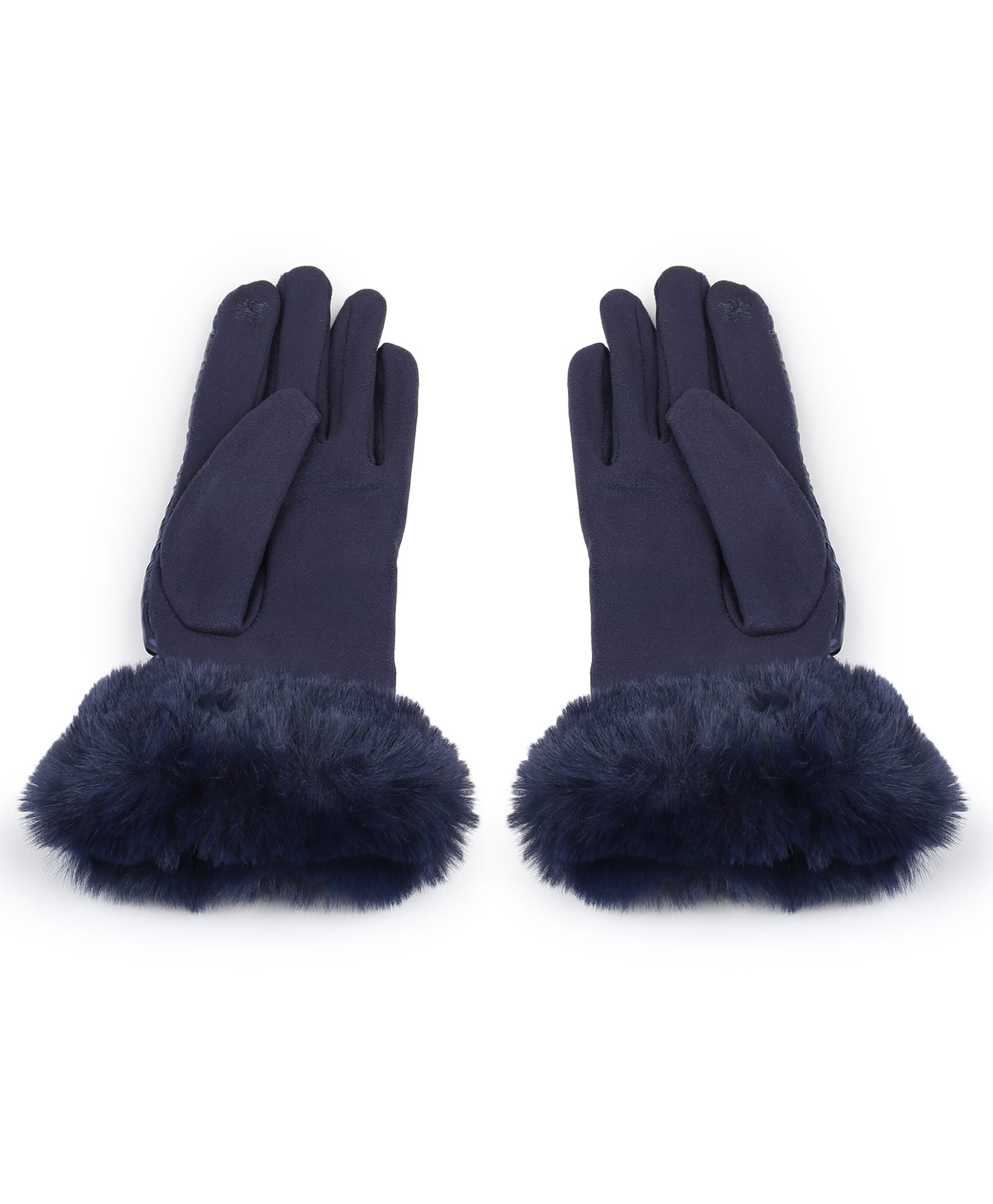 Tipy Tipy Taps Fur Solid Puffer Gloves - Blue-image-48