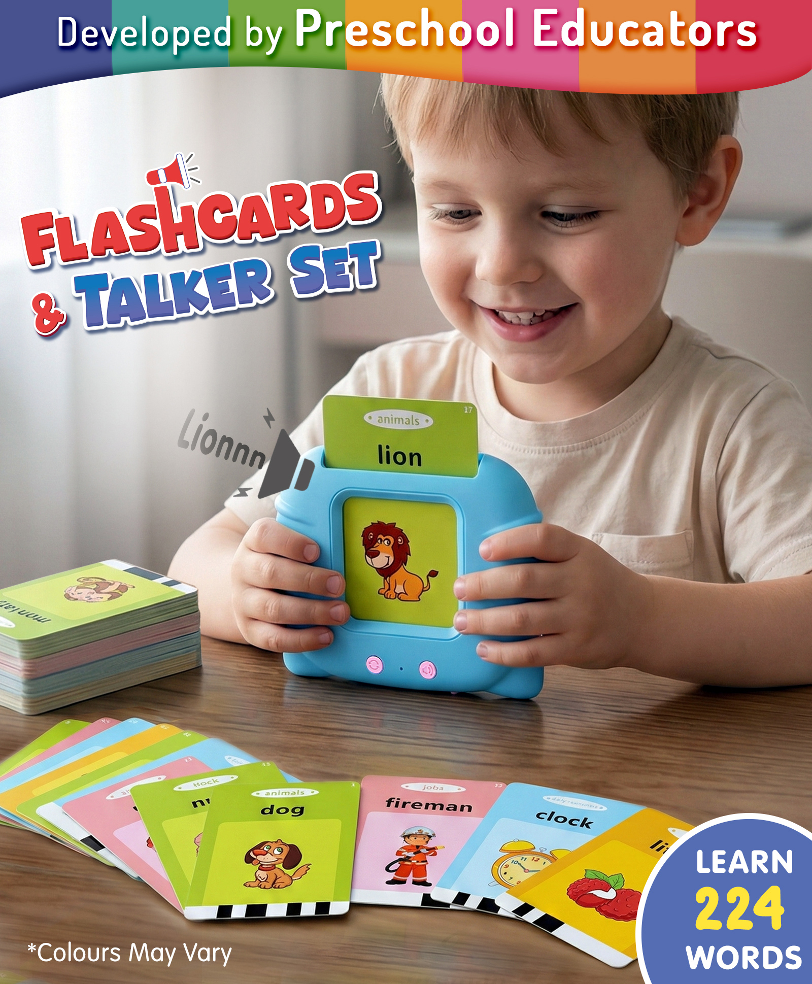 Intelliskills Flashcards & Rechargeable Talker Set | 224 Words-12 Topics | Audio Reader, 112 Double-Sided Cards, 1 Cable | Vocabulary & Listening Skills |Educator Recommended |BIS Certified |Gifting-picture-17