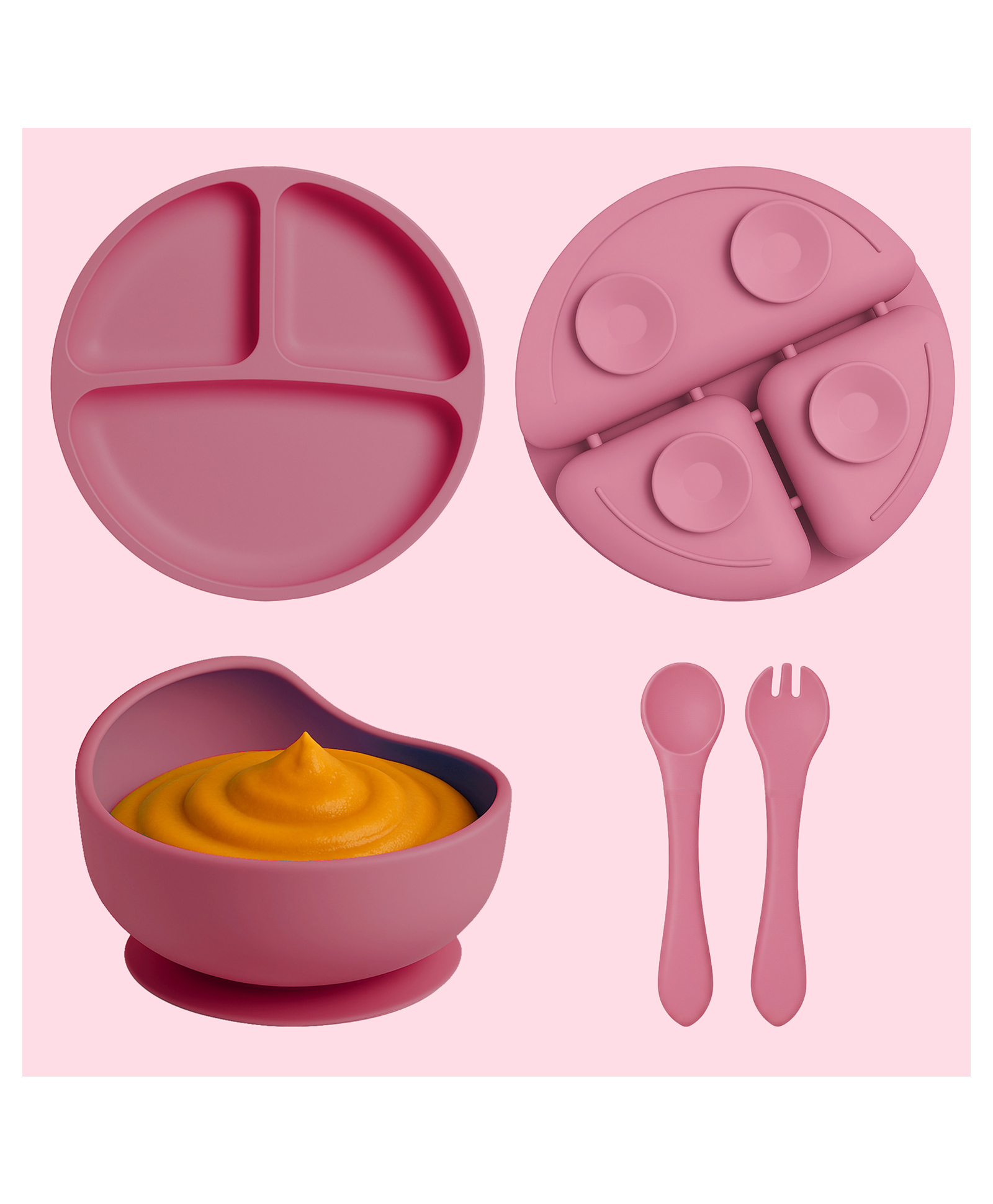 Bebe Burp Silicone Baby Feeding Set- (4 Pcs, 6+ Months, Pink)-picture-33