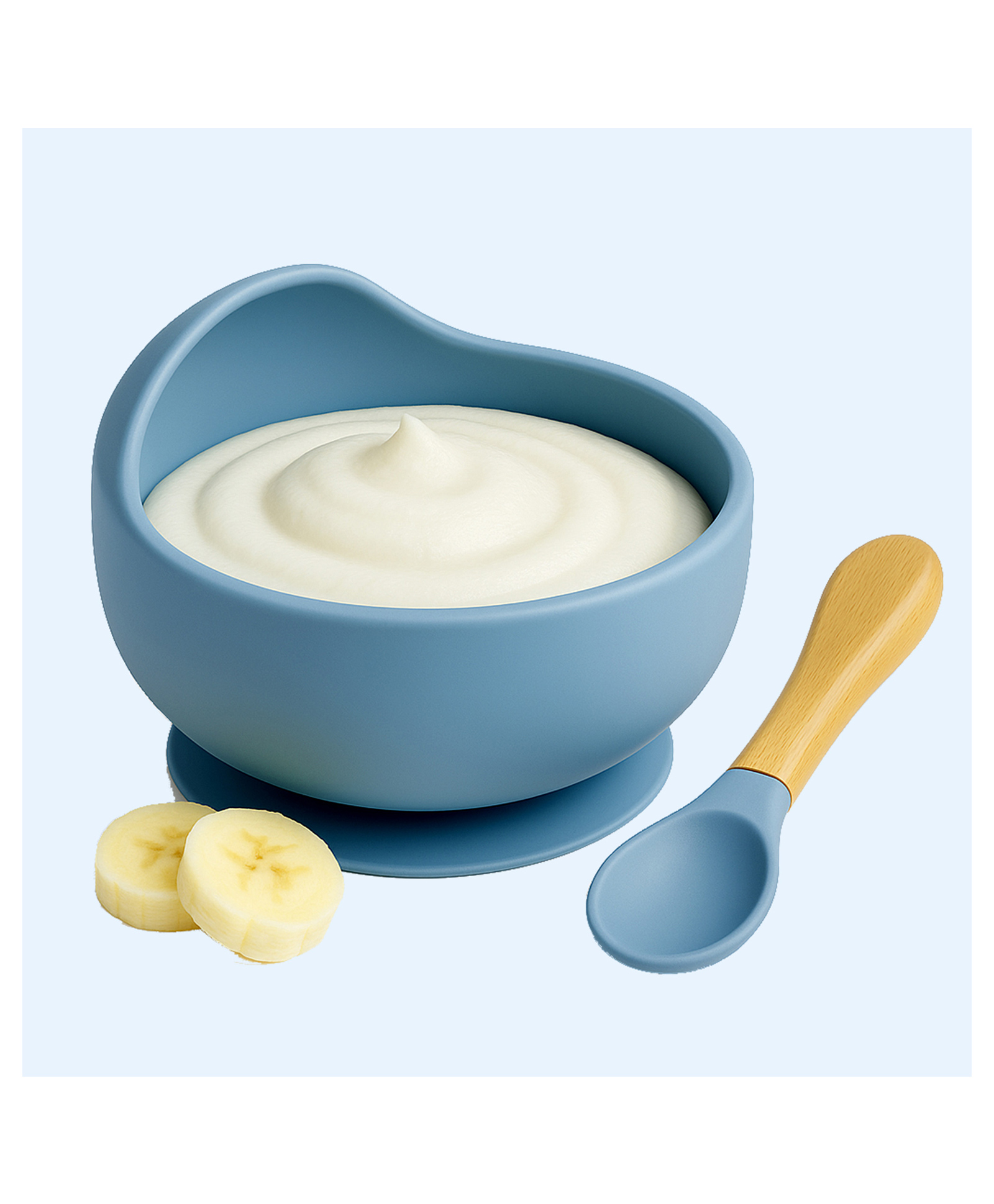 Bebe Burp Silicone Suction Bowl with Spoon (Non-Slip, BPA-Free, 6+ Months, Blue, 2 Pc Set)-picture-14