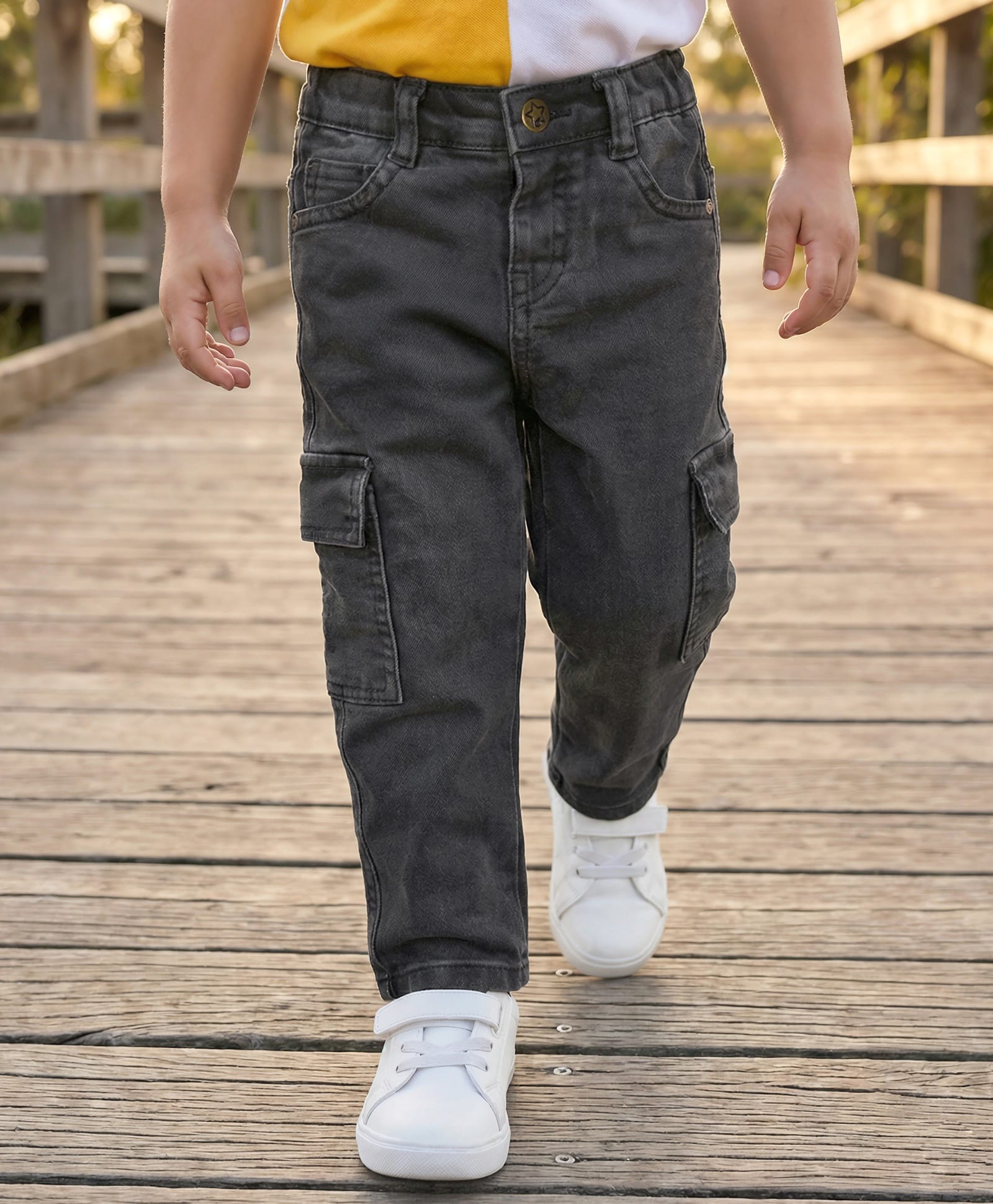 Babyhug Full Length Solid Color Denim Jeans with Stretch - Black-picture-20