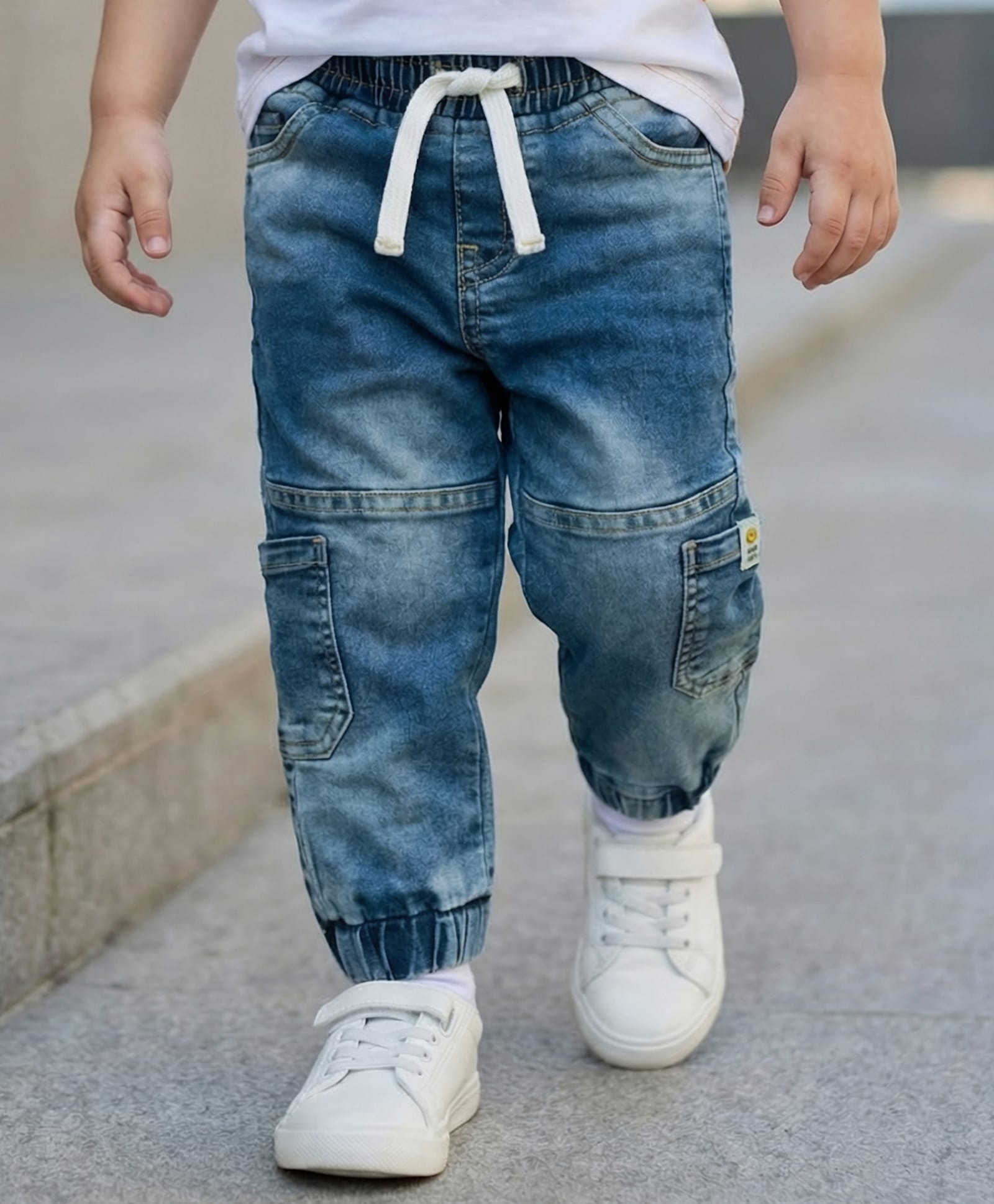 Babyhug Full Length Washed Denim Jeans With Stretch - Blue-picture-10
