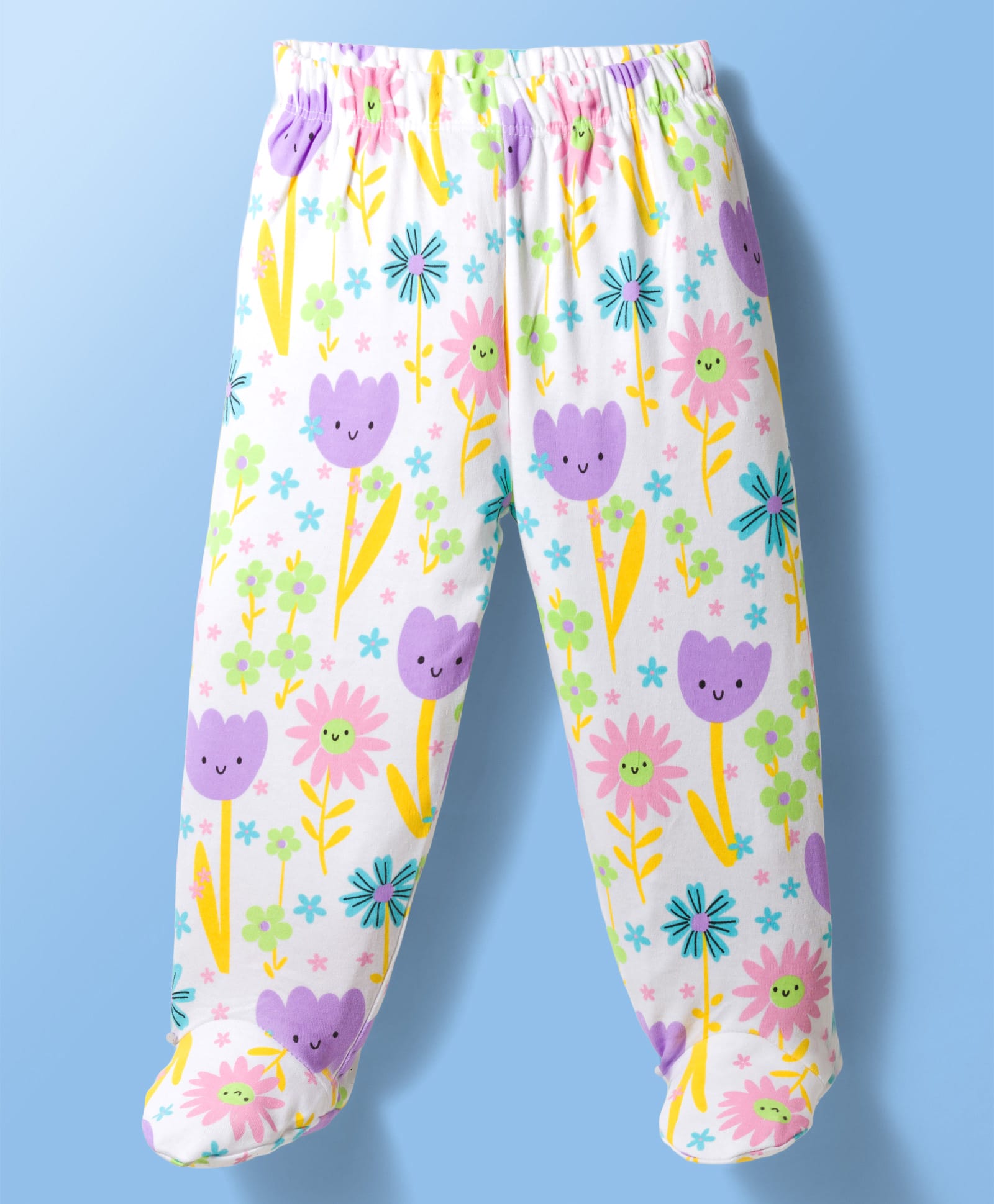 Doodle Poodle Interlock Cotton Knit Floral Printed Bootie Legging - White-image-13