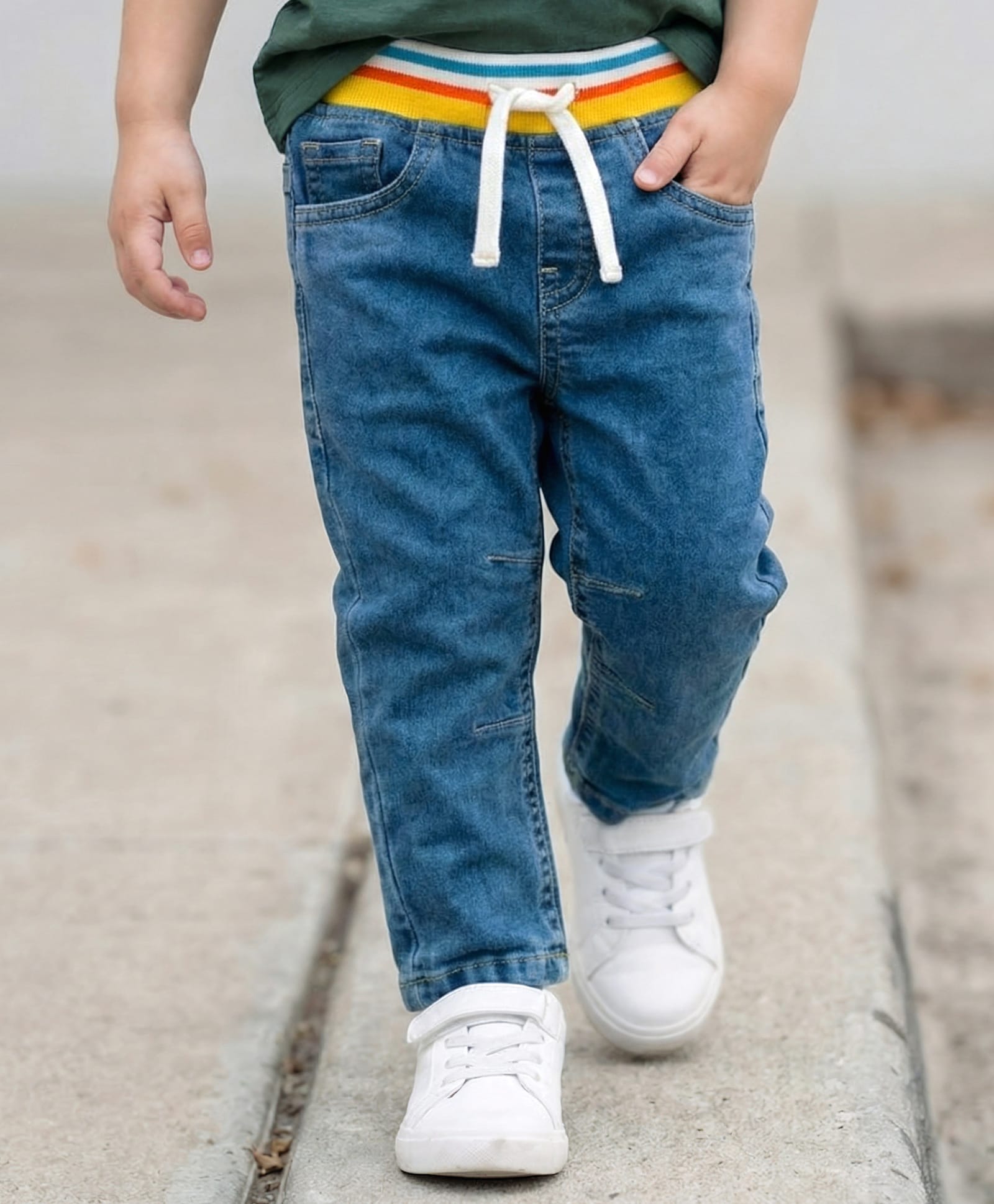 Babyhug Denim Full Length Solid Jeans with Stretch - Blue-picture-26