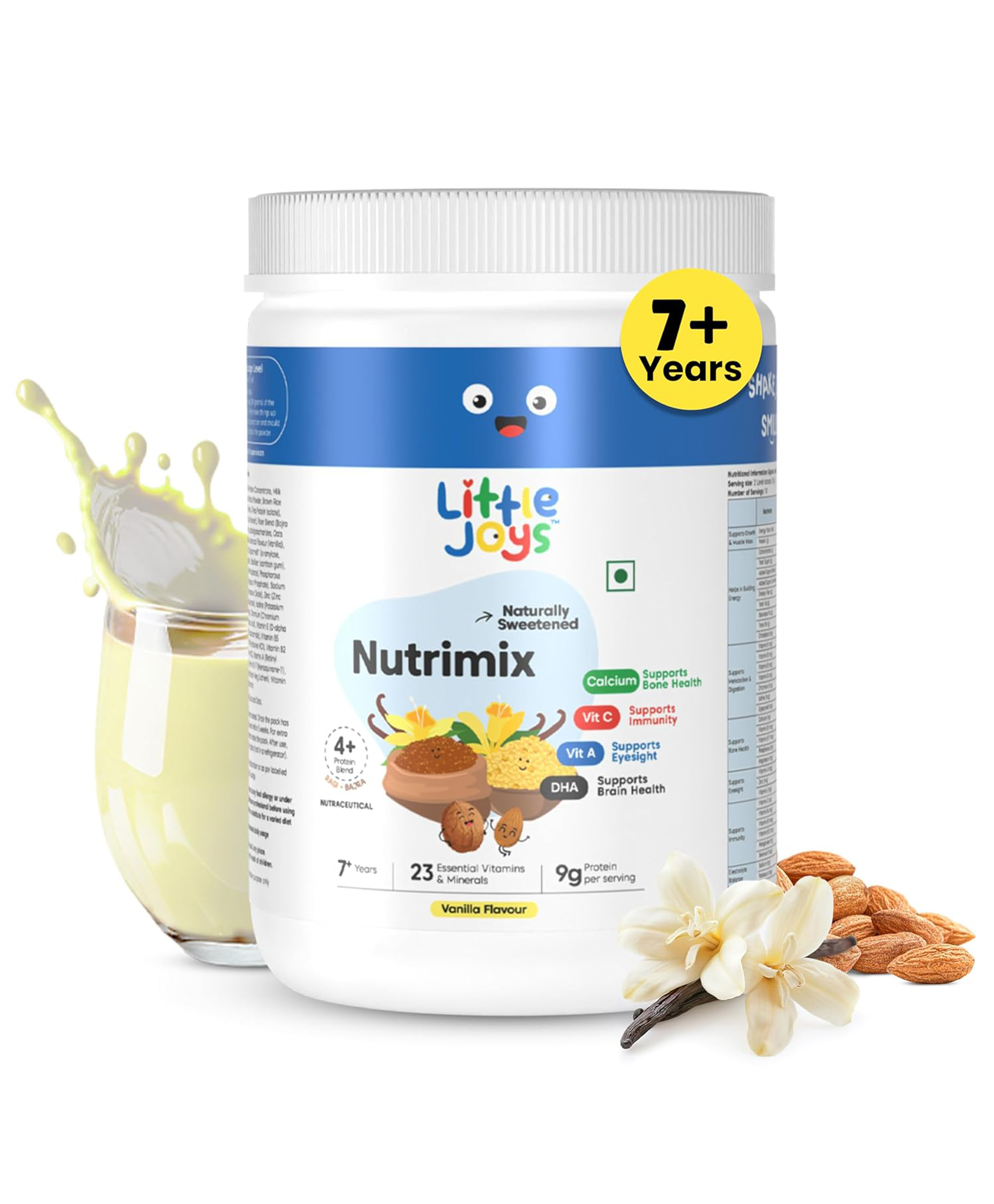 Little Joys Vanilla Nutrimix Sweetened Dates & Jaggery with 23 Vitamins & Minerals 9 g Protein Per Serving - 350 g-image-36