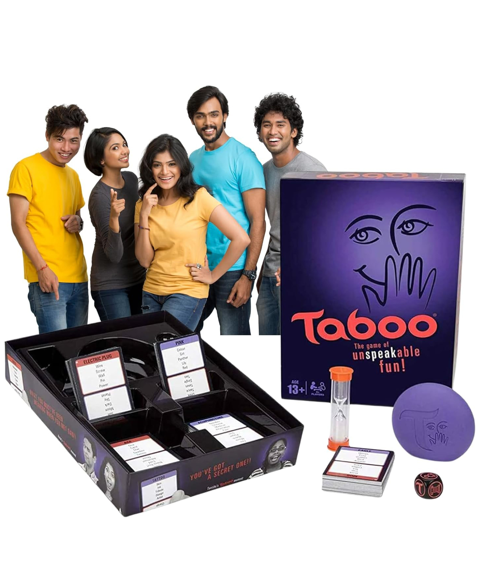 Sanjary Taboo Game of Unspeakable Fun, Classic Fast-Paced Word Guessing Party Game with Cards, Timer, Buzzer & Dice, Hilarious Group Game for Family & Kids color design may vary-image-12
