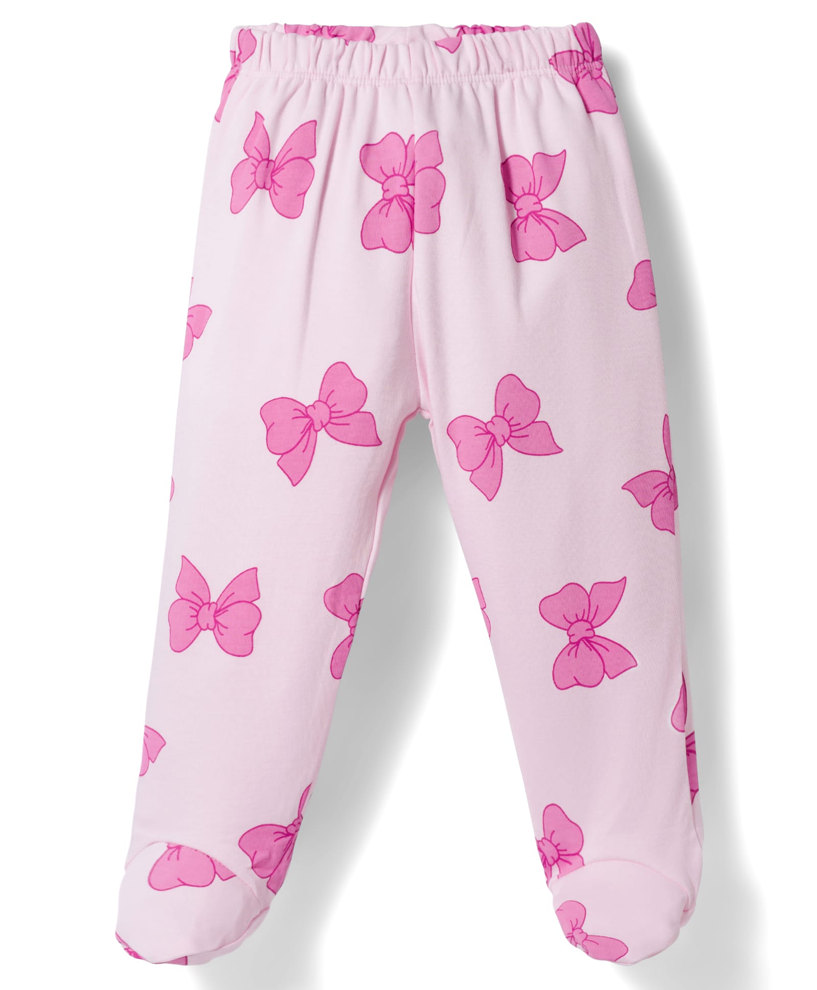 Doodle Poodle Interlock Cotton Knit Bow Printed Bootie Leggings - Pink