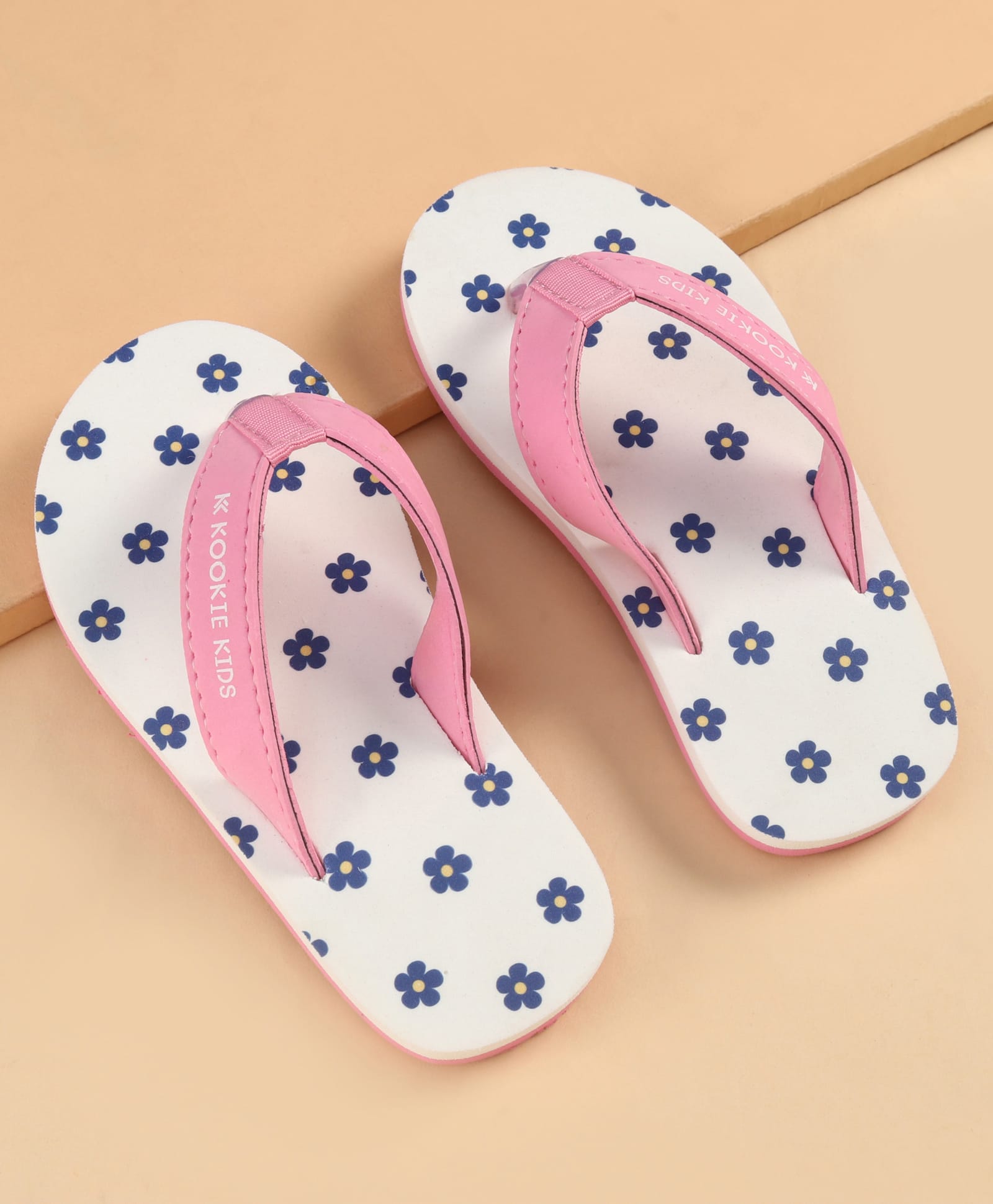 Kookie Kids Slip On Flip Flops With Floral Print - Pink-image-18