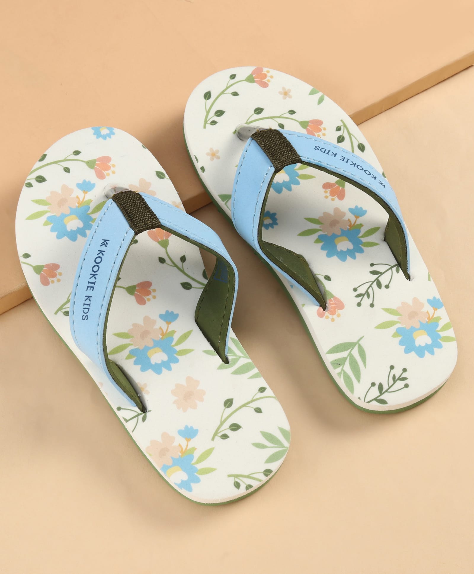 Kookie Kids Slip On Flip Flops With Floral Print - Green-image-46