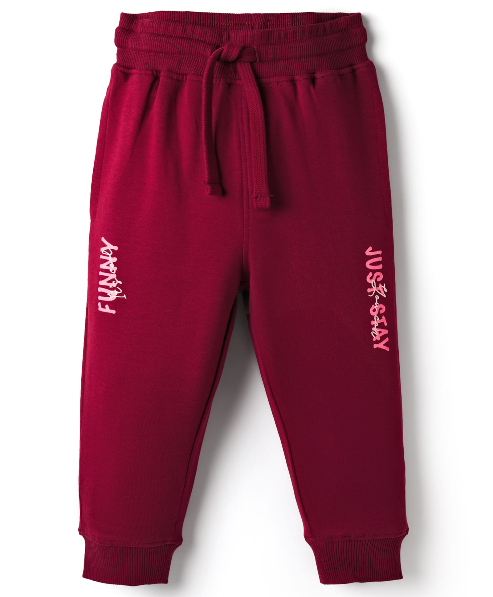 Doreme Knitted Full Length Lounge Pant With Just Stay Print - Maroon-image-33