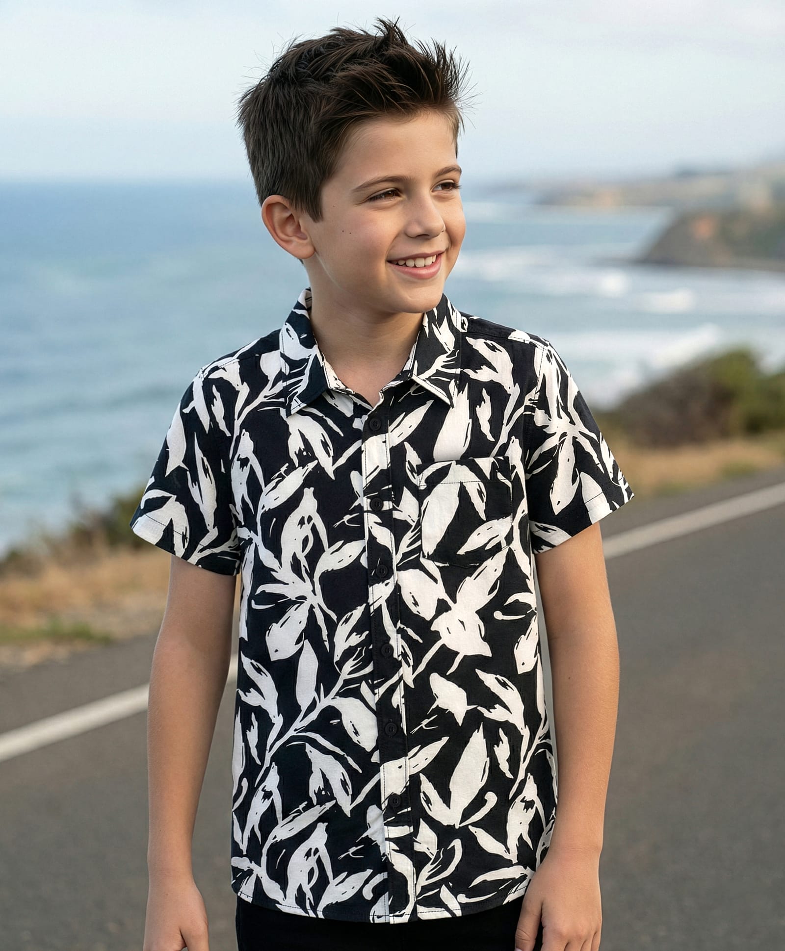 Pine Kids Woven Half Sleeves Shirt With Leaf Print - Multicolor-picture-23