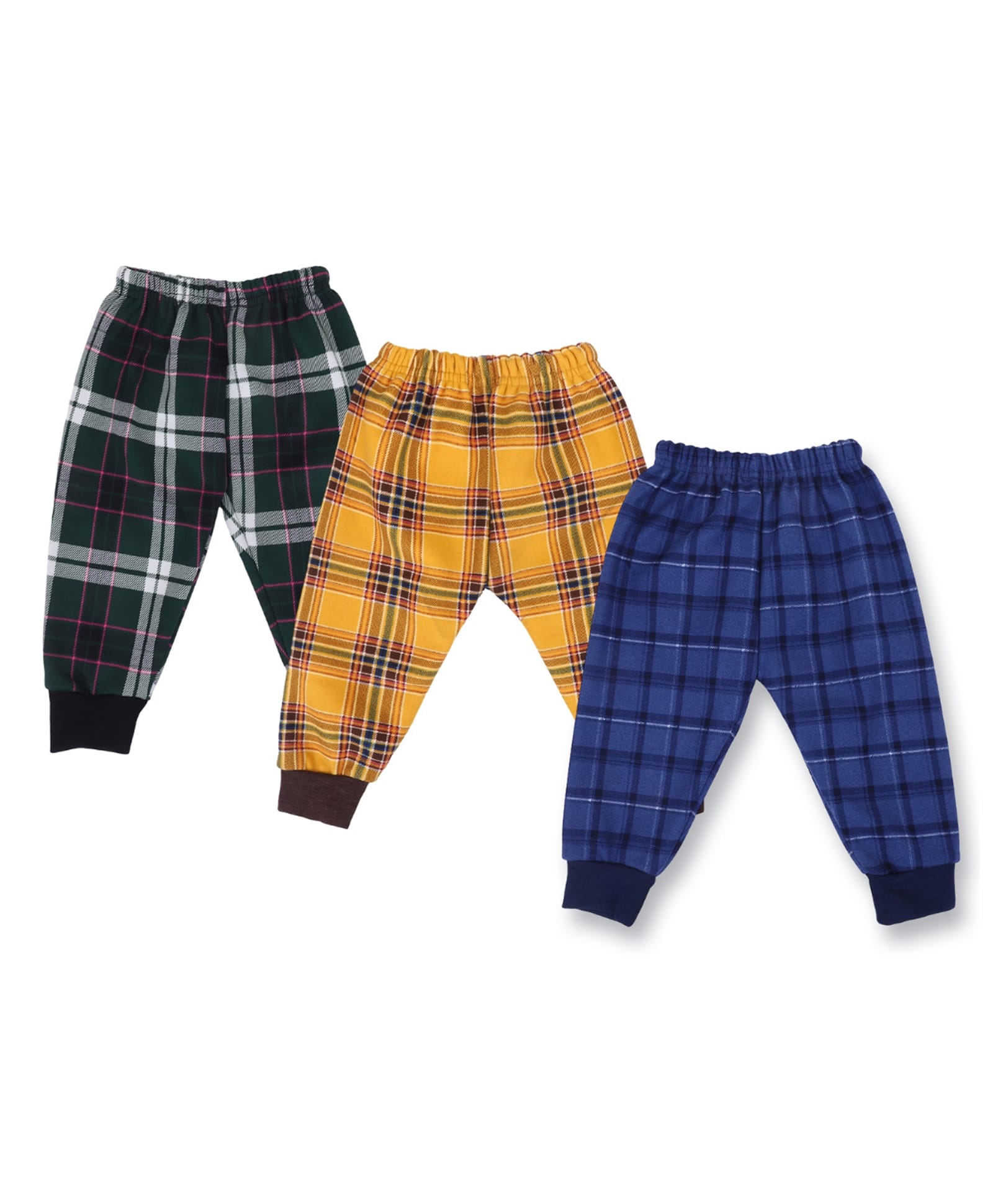 Superminis Cotton Woven Pack Of 3 Checked Pajamas - Black Blue & Yellow-picture-25
