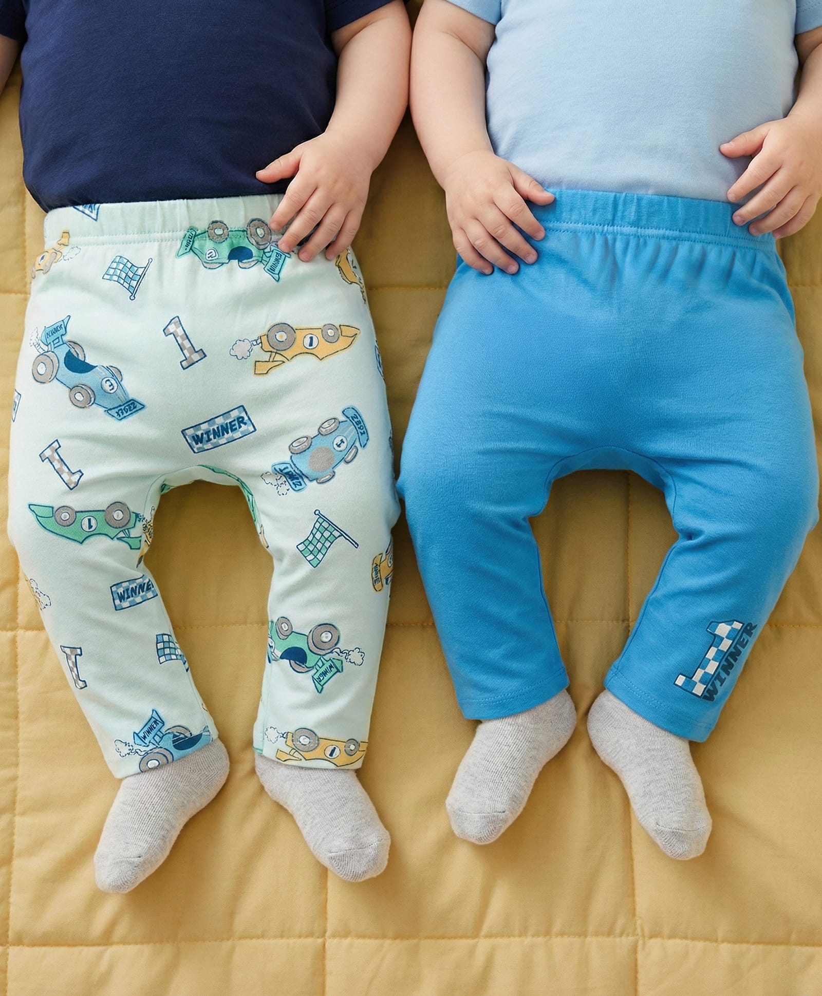 Babyoye 100% Cotton Interlock Knit Full Length Diaper Leggings with Numbers Print Pack of 2 - Blue-image-26