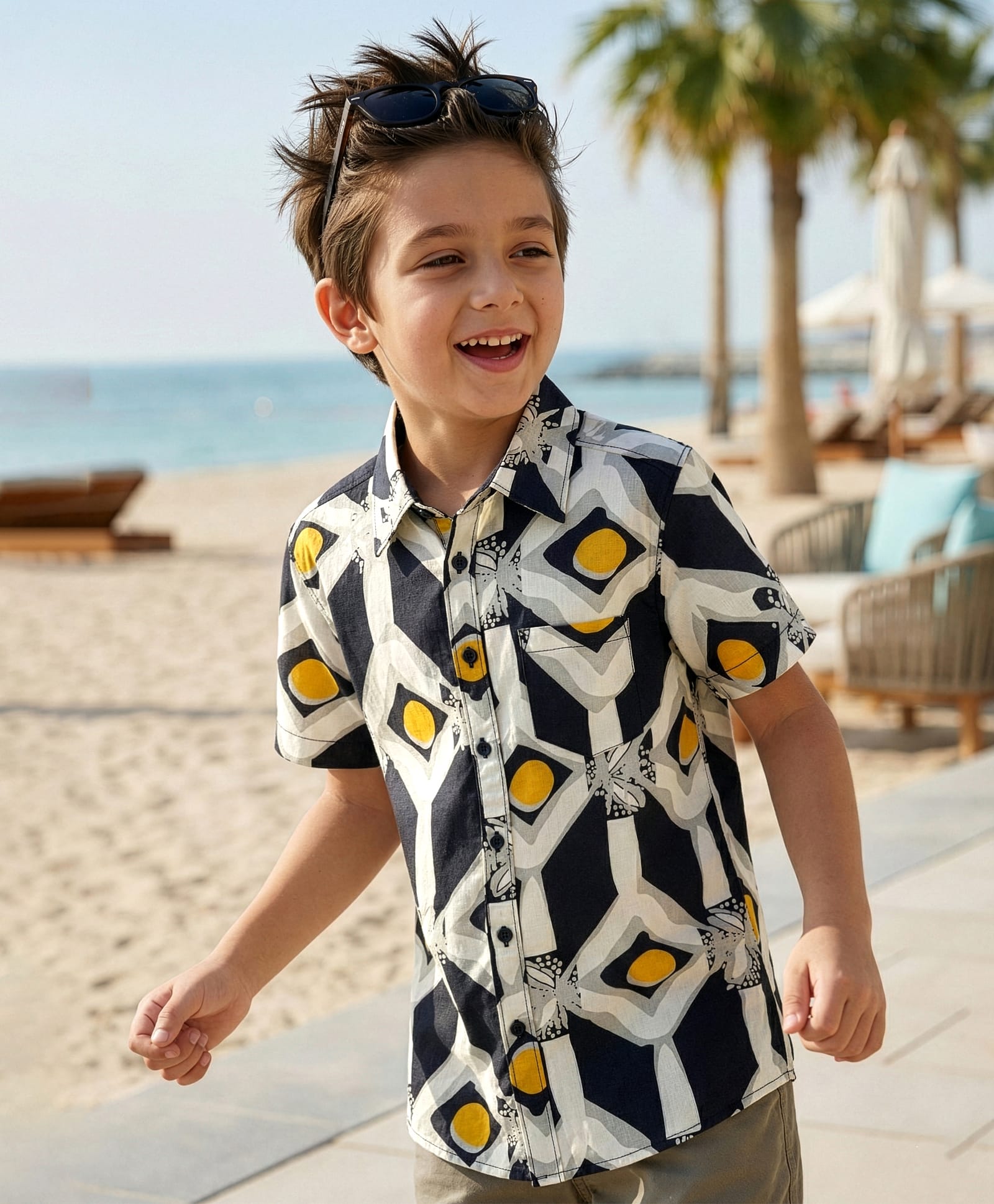 Pine Kids Woven Half Sleeves Shirt With Leaf Print - Multicolor-picture-47