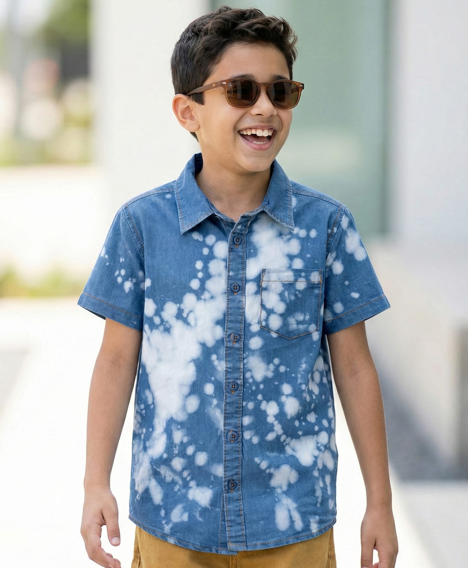Pine Kids Denim Woven Half Sleeves Printed Shirt - Blue-picture-26