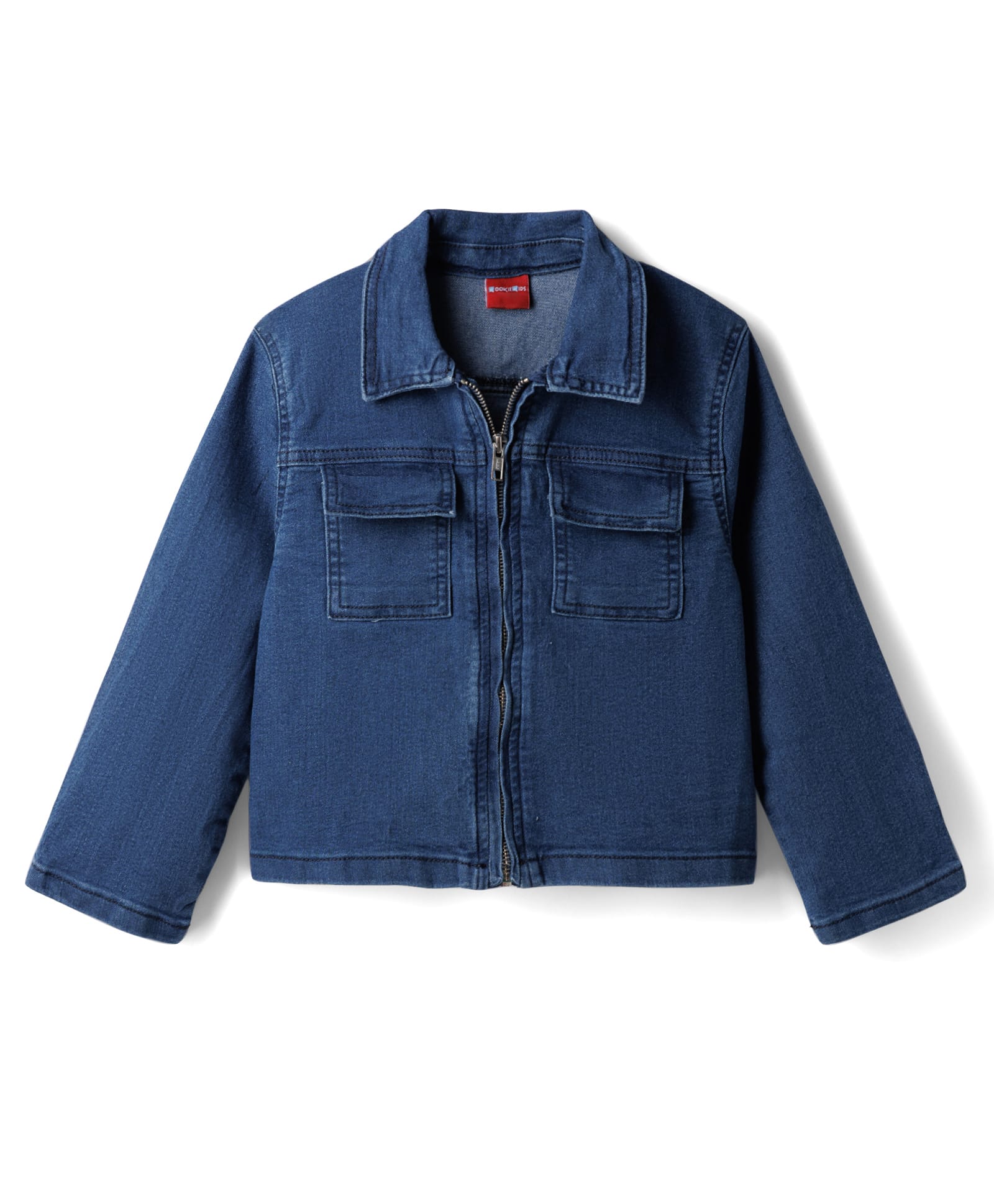 Kookie Kids Woven Full Sleeves Washed Denim Jacket - Blue-image-47