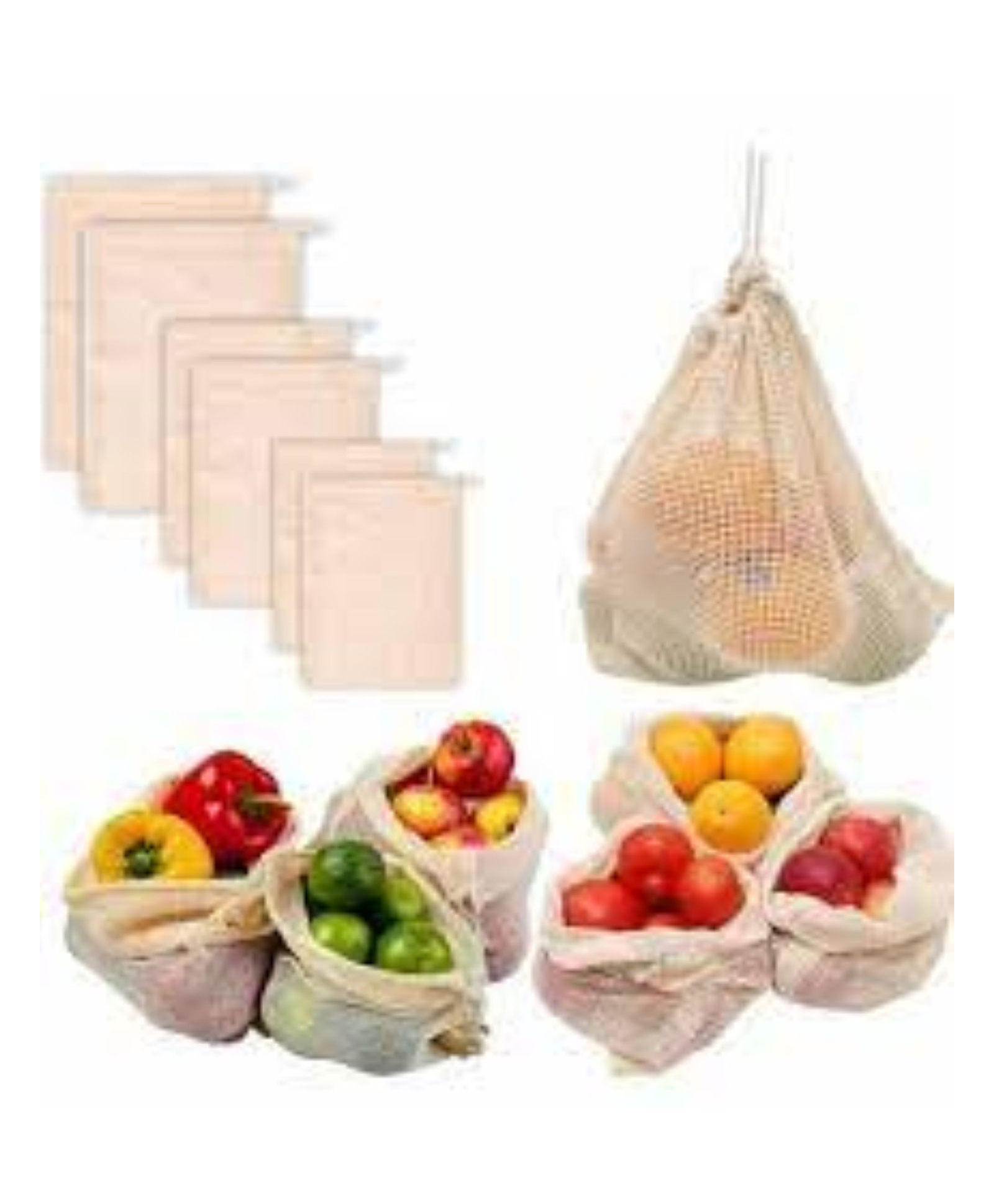 OnearthCotton Refrigerator Mesh Bags - Set of 3 (small,Medium & large)off white-image-27