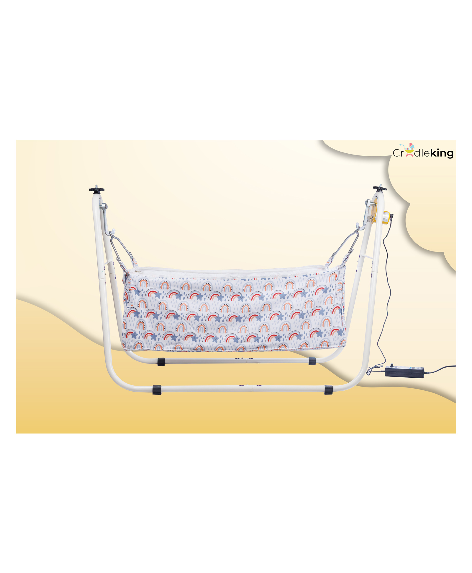Cradleking CradleBot Automatic Baby Cradle Swing | Electric Cradle with Motor | Heavy Duty Powder Coated Pipe Structure | 0 to 24 Months Baby Boys & Girls (Cloth Color May Vary) Smiley-image-26