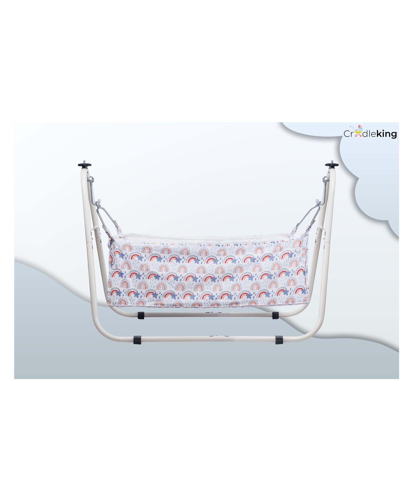 Cradleking CradleBot Baby Swing for New Born Baby | Heavy Duty Powder Coated Pipe Frame Cradle | 0 to 24 Months Baby Boys & Girls (Cloth Color May Vary)-Folding-image-35