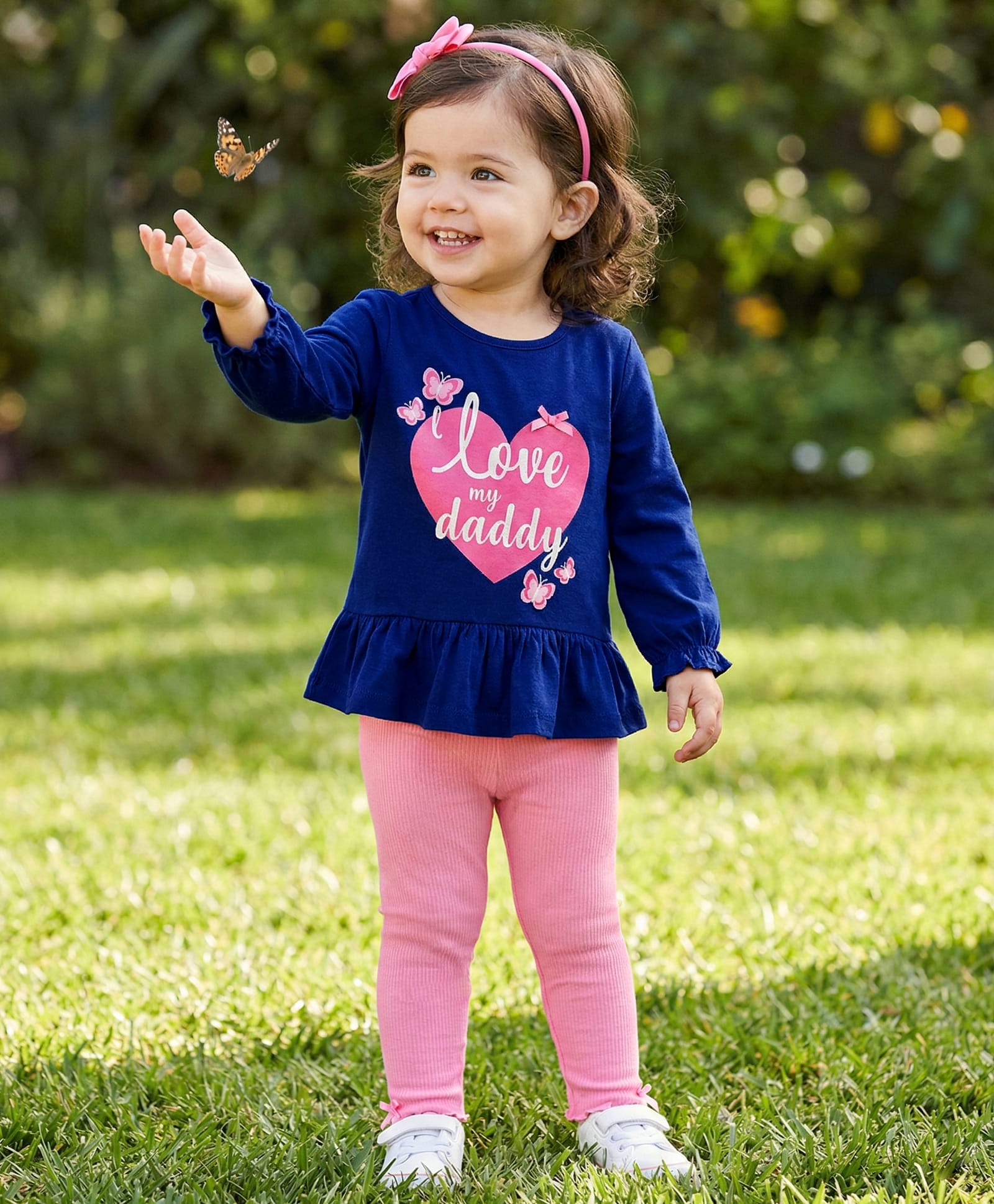 Babyhug Single Jersey Knit Full Sleeves Heart & Text Printed Top & Leggings Set - Blue & Pink-picture-36