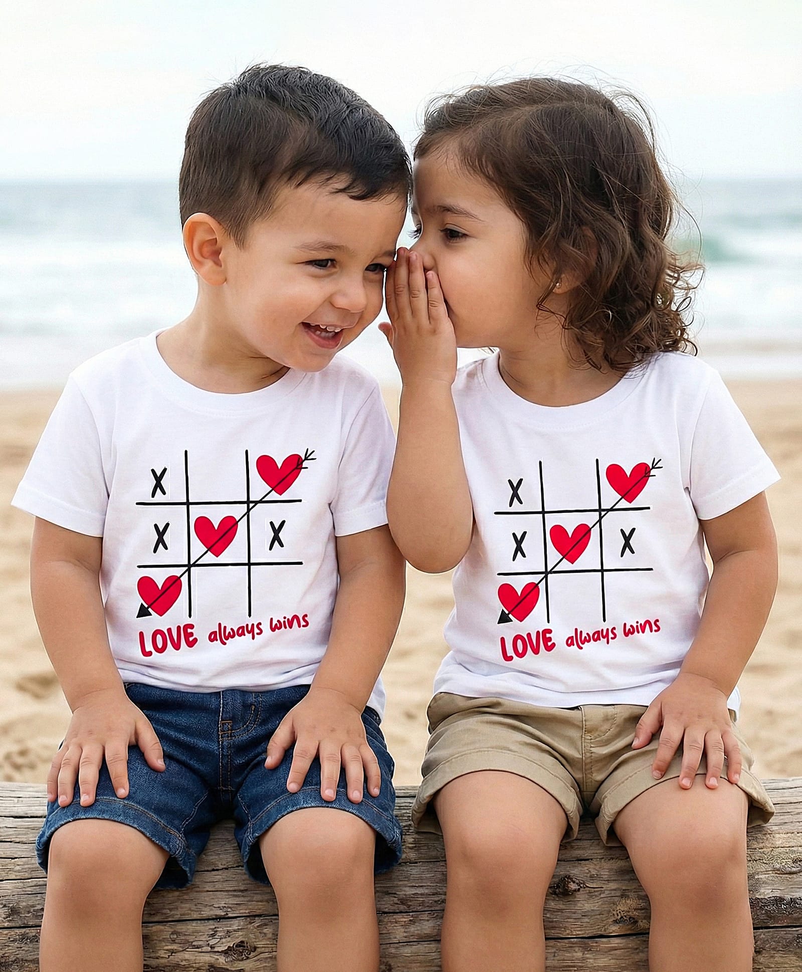 Doodle Poodle 100% Cotton Knit Half Sleeves T-Shirt with Love Always Wins Print - White-image-3