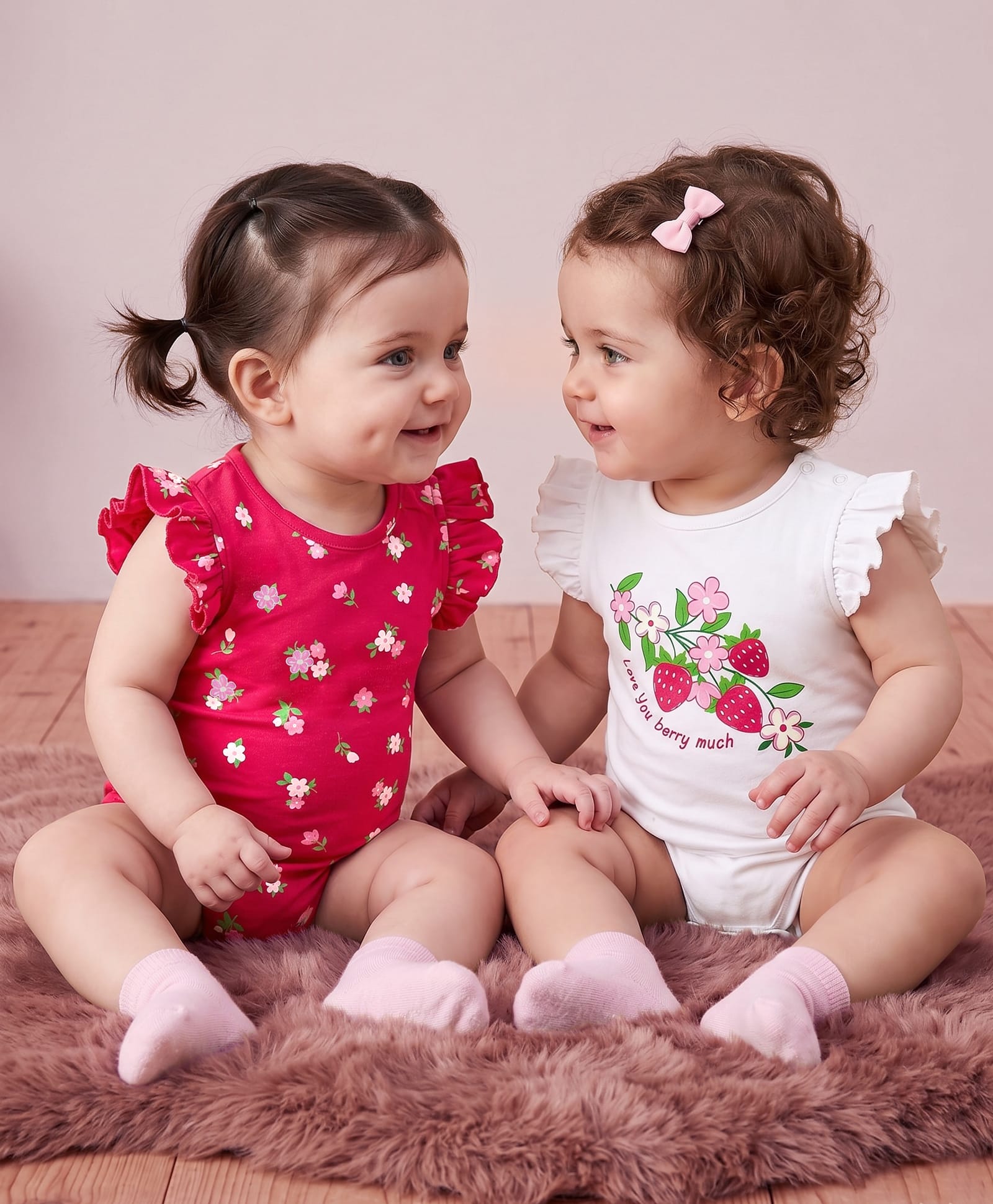 Babyoye Eco Conscious 100% Cotton With Eco Jiva Half Sleeves Floral & Strawberry Printed Onesies Pack Of 2 - Multicolor-image-49