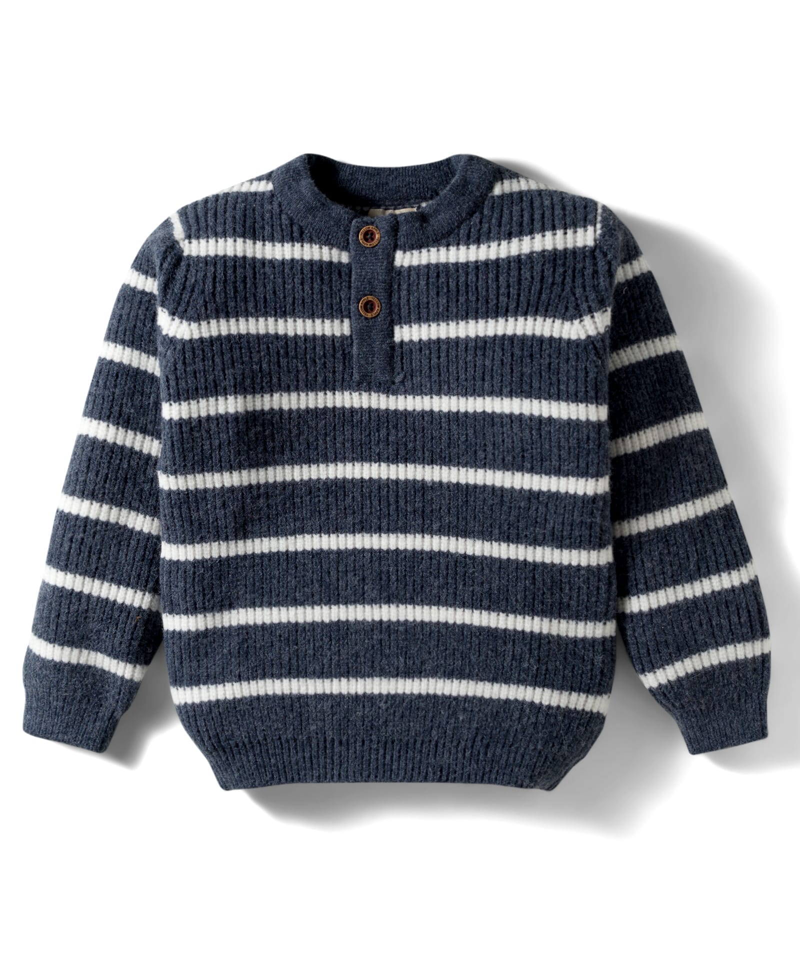 Yellow Apple Knit Full Sleeves Pullover Sweater With Stripes - Navy Blue-picture-19