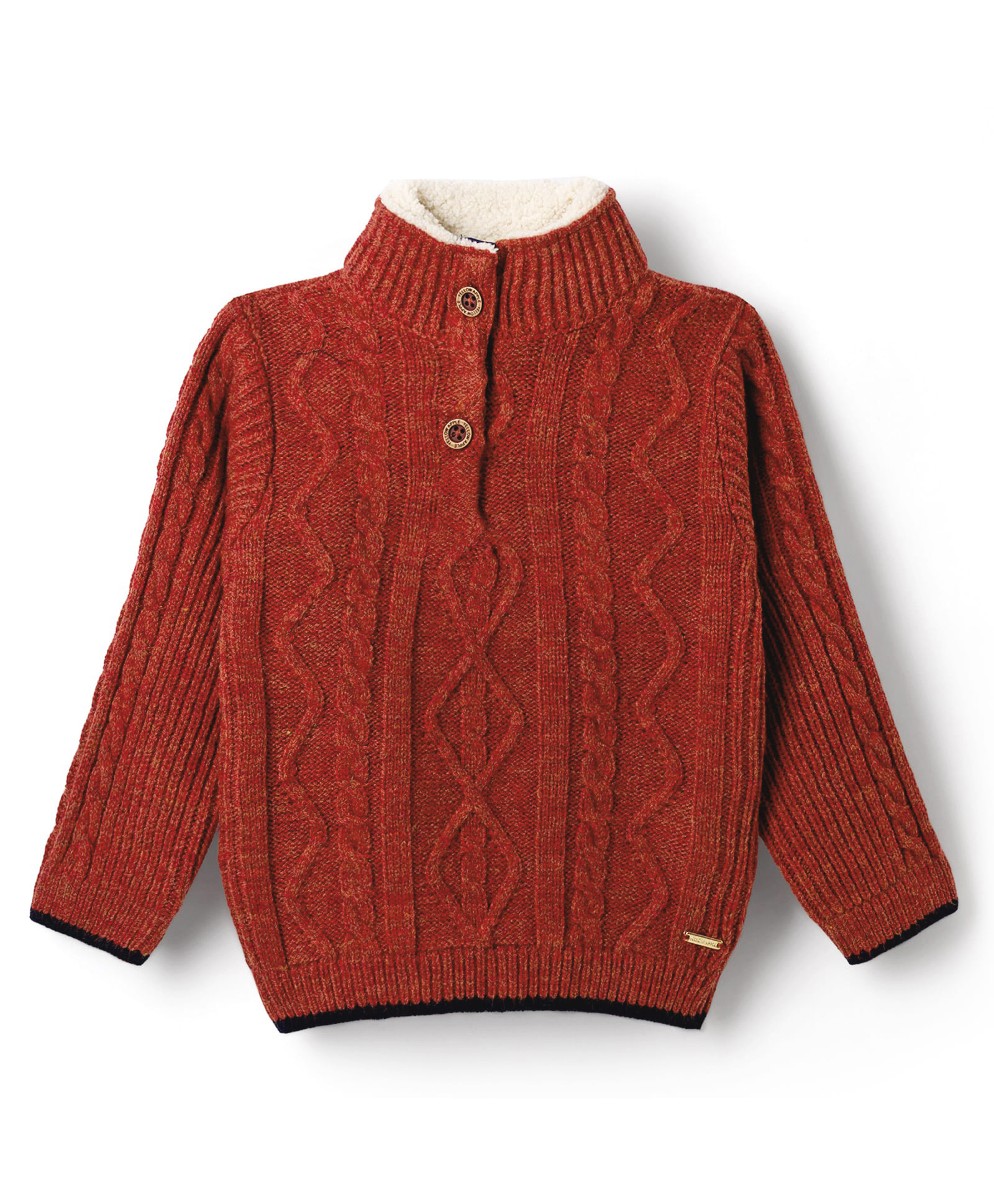 Yellow Apple Knit Full Sleeves Pullover Sweater With Cable Knit Design - Red-picture-27