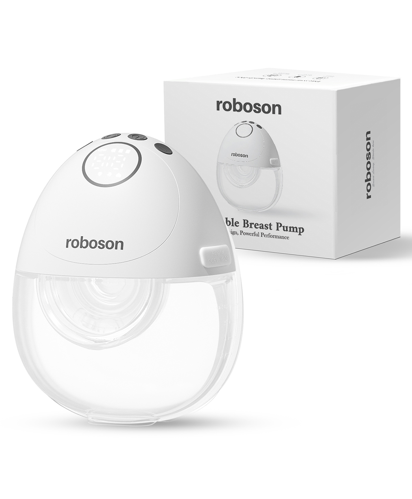 roboson Wearable Electric Automatic Breast Pump with 3 Modes & 12 Levels White - 180 ml-image-2