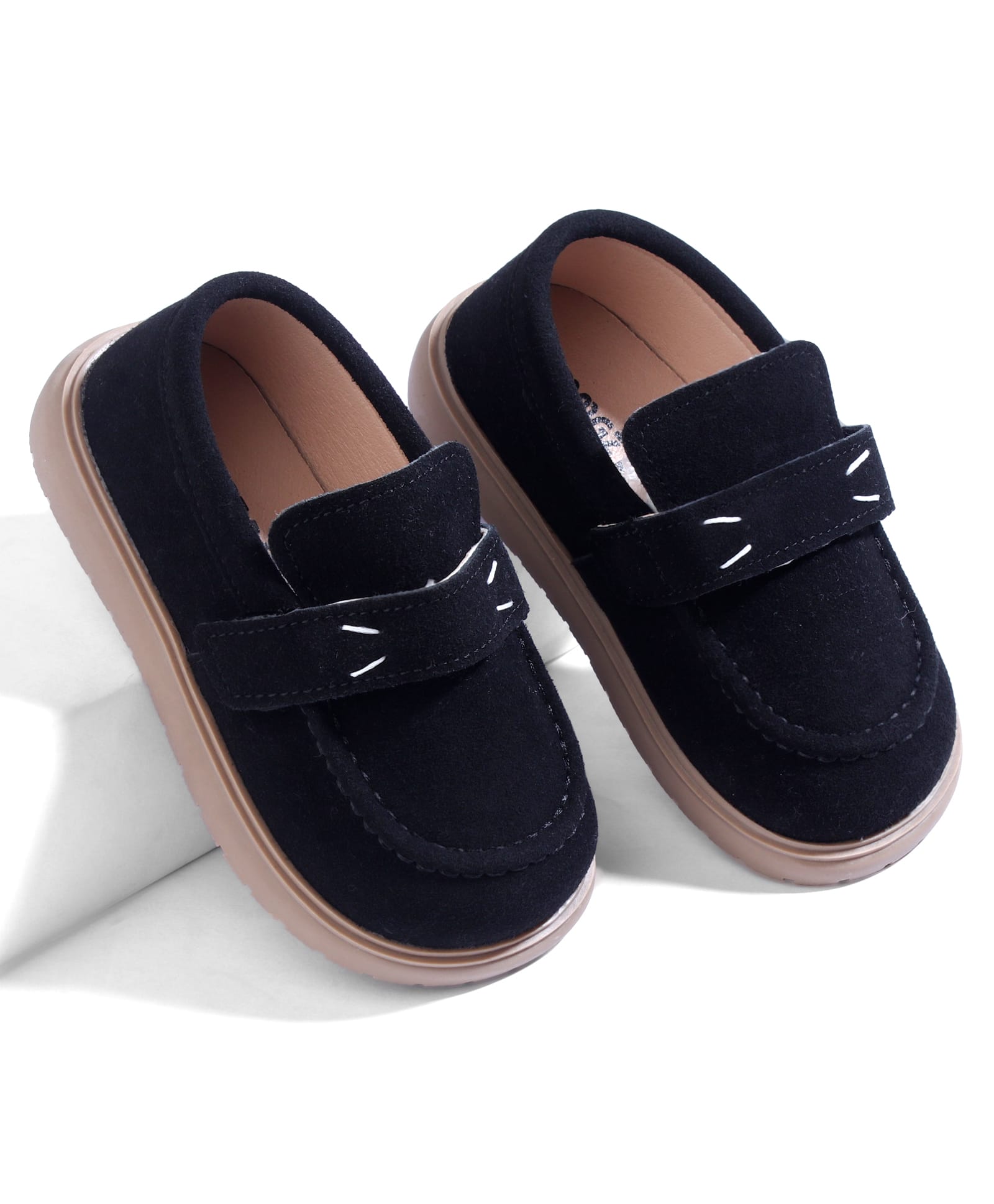KIDLINGSS Thread Work Detailed Velcro Closure Loafers - Black-image-19