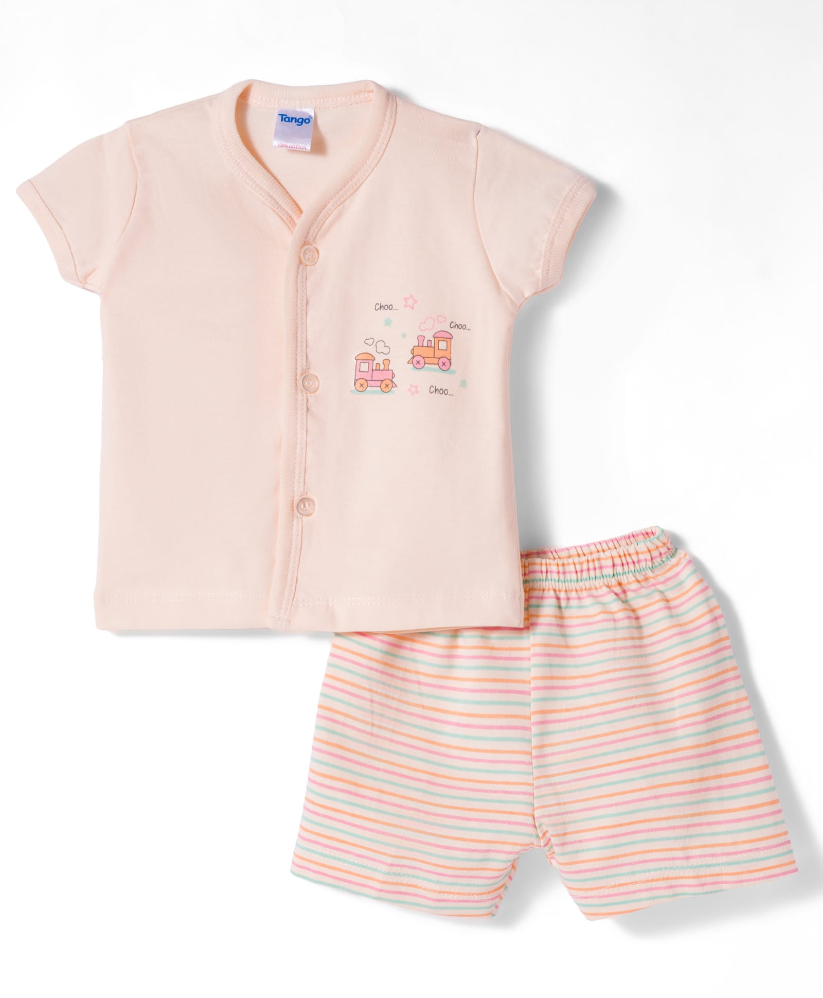 Tango Single Jersey Knit Half Sleeves Shorts Night Suit With Vehicle Print - Cream-picture-43