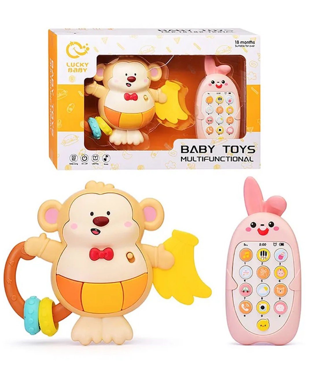 Azhari Banana Bunnies Banana Monkey Baby Finger Piano, Musical Teether & Educational learning toy For kids Color May Vary-picture-17