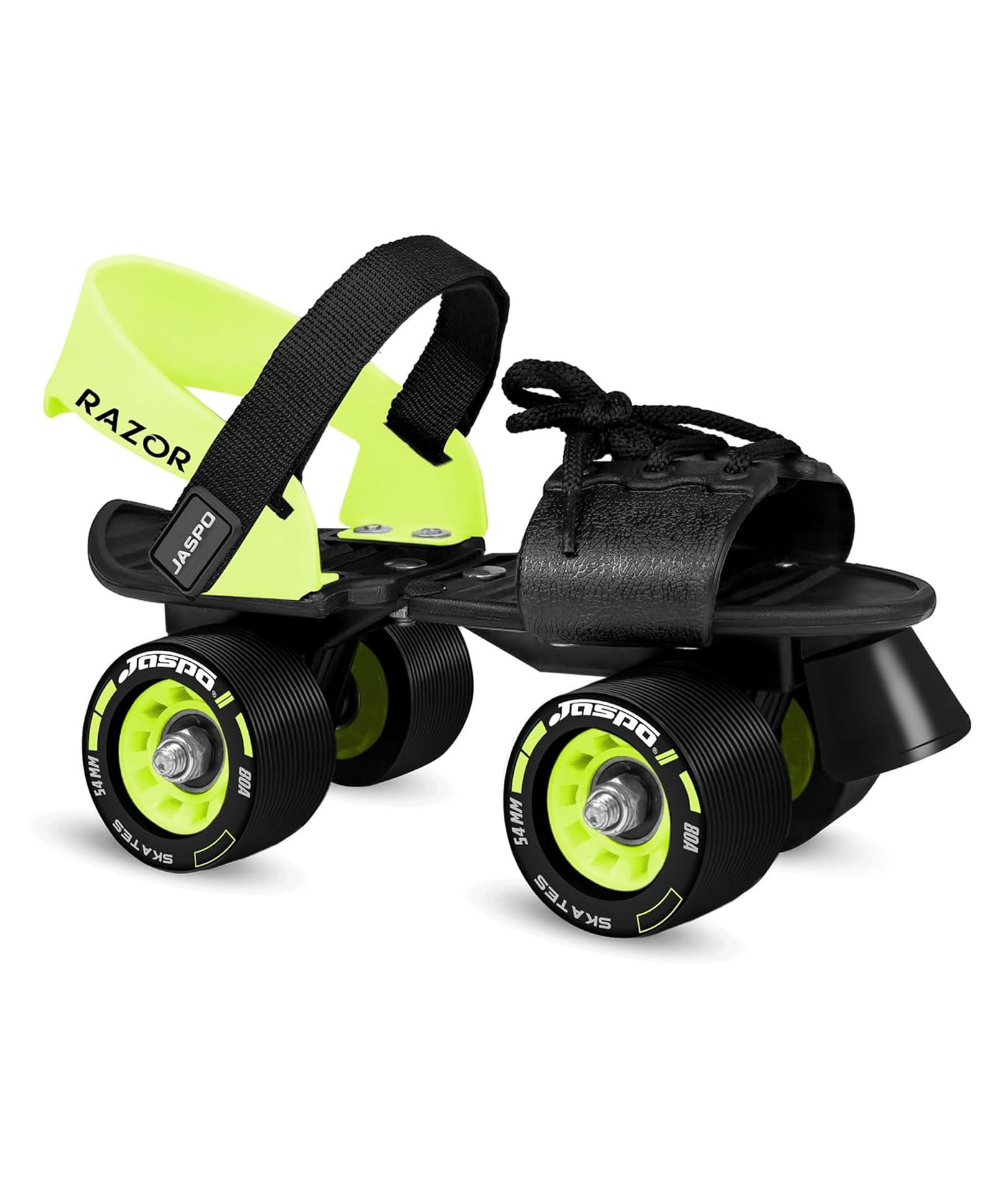 JASPO Razor Adjustable Roller Skates Unique Ankle Support 61mm PU Wheels Anti-Skid Surface Lightweight Quad Skates for Kids & Adults Size 25-31 cm, Neon-image-5