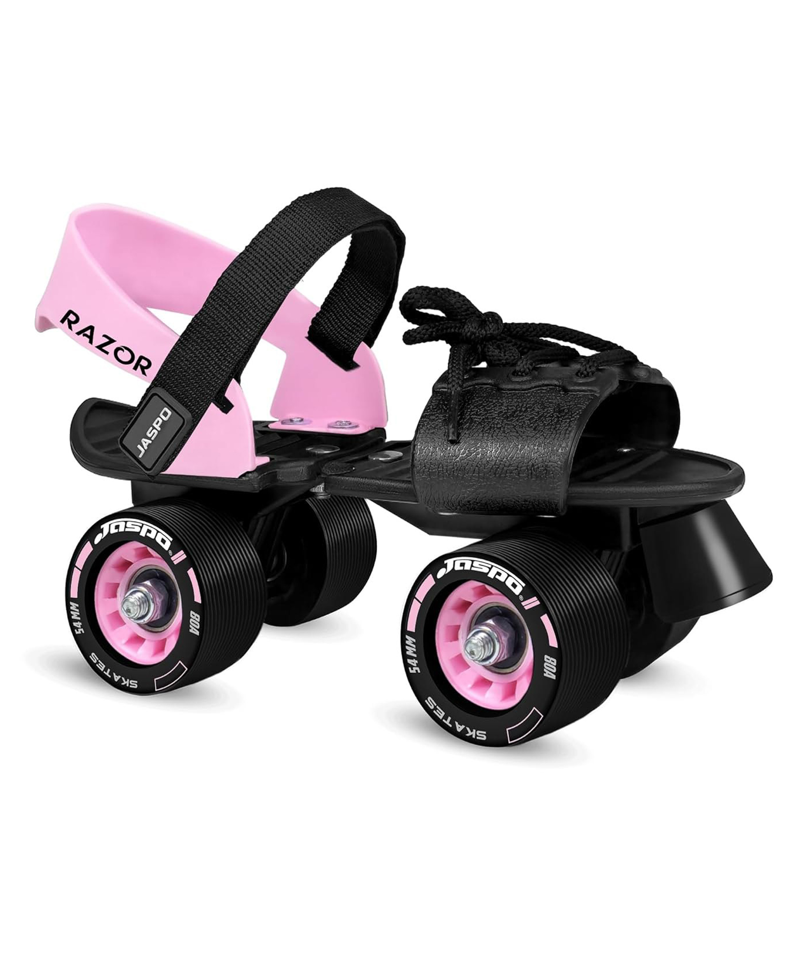 JASPO Razor Adjustable Roller Skates Unique Ankle Support 61mm PU Wheels Anti-Skid Surface Lightweight Quad Skates for Kids & Adults Size 25-31 cm, Pink-picture-15