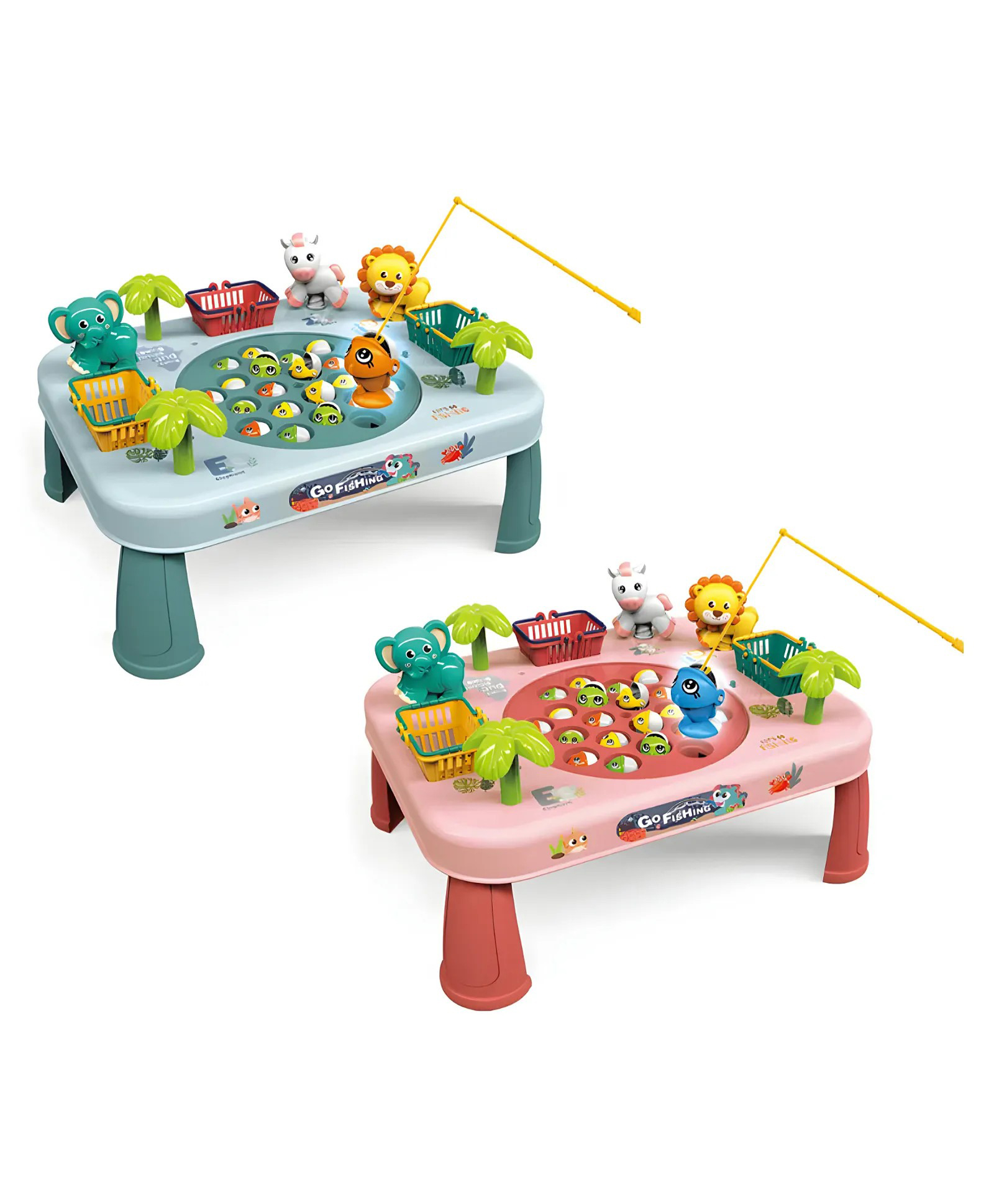 AKN TOYS Creative Cartoon Animals Rotating Fishing Table Game Set Kids Interactive Rotation Fishing Board With Music- PACK OF - ( COLOR MAY VARY )-picture-46