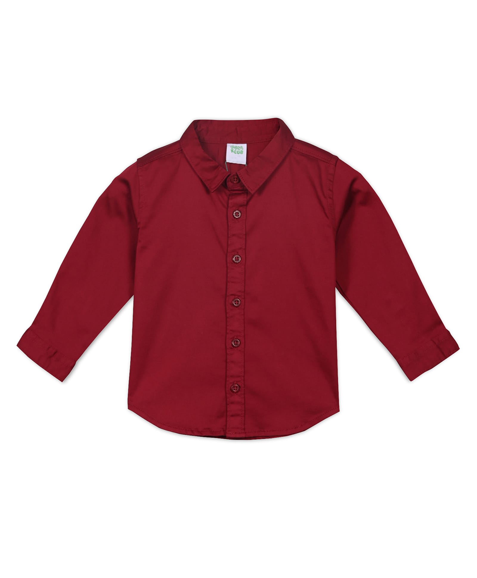 MINI KLUB Rayon Woven Full Sleeves Solid Shirt - Maroon-image-9