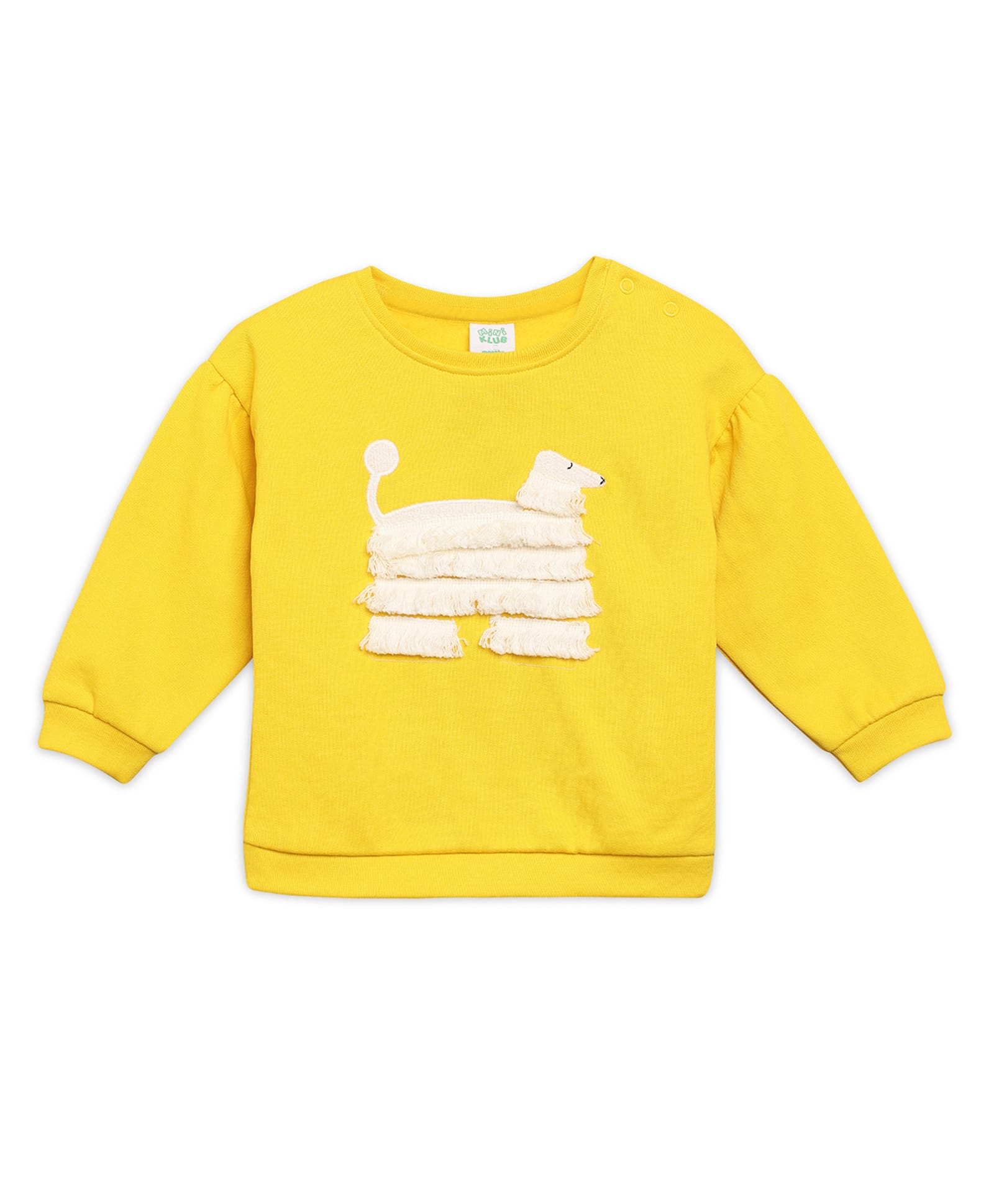 MINI KLUB Cotton Blend Knit Full Sleeves Animal Applique Sweatshirt - Yellow-picture-37