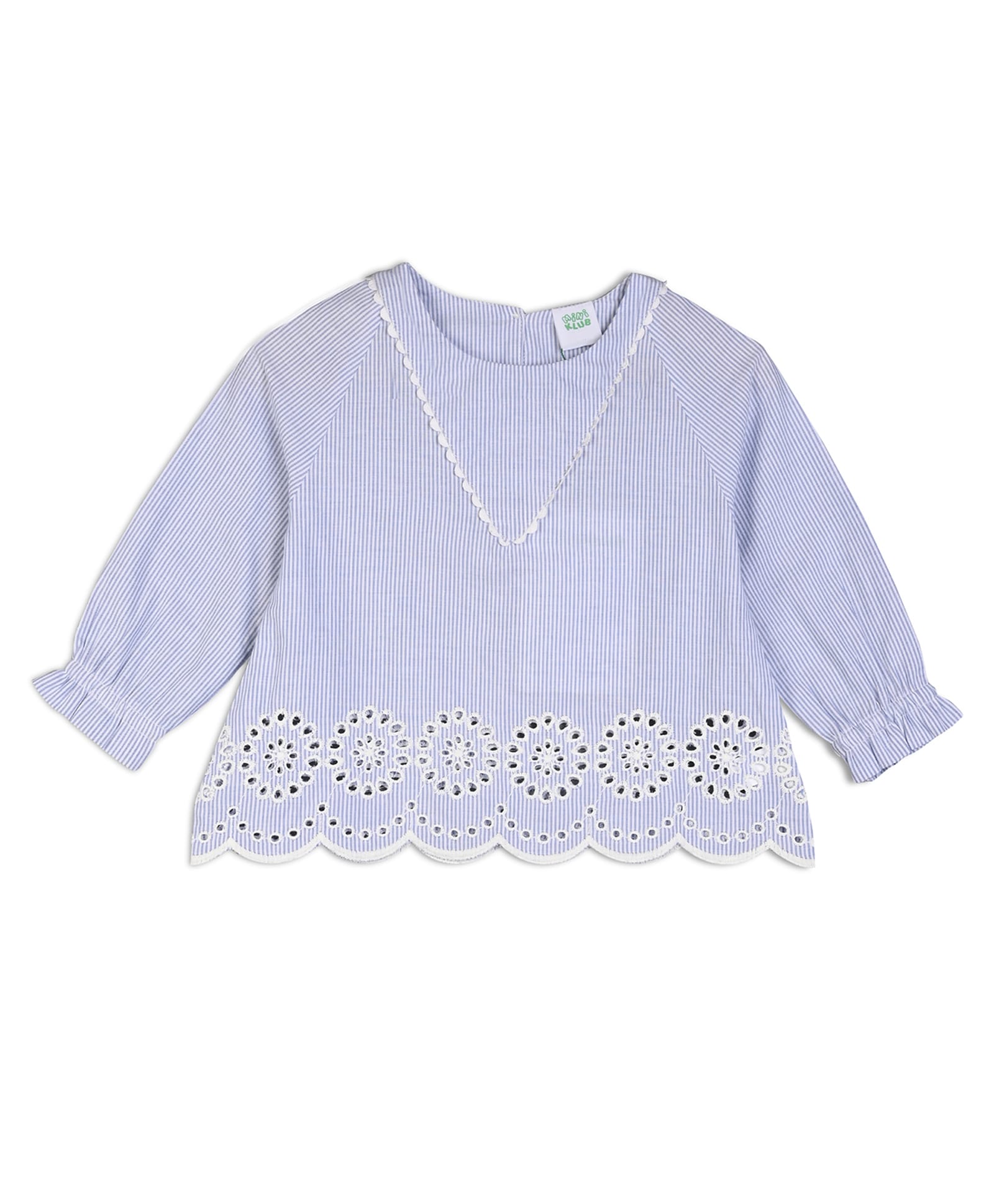MINI KLUB Cotton Woven Full Sleeves Striped Top - Blue-picture-26
