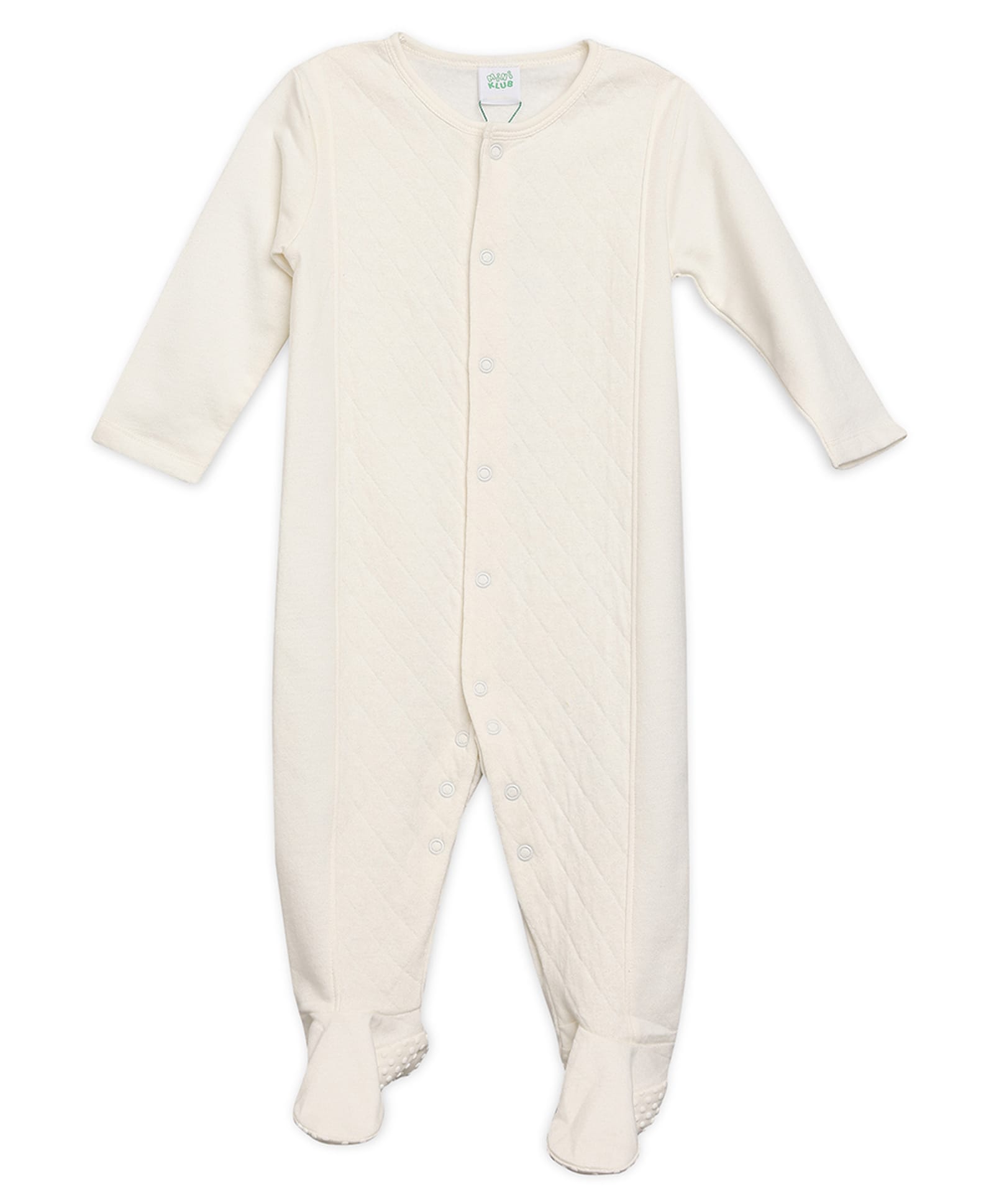 MINI KLUB Cotton Knit Full Sleeves Solid Quilted Sleepsuit - White-picture-41