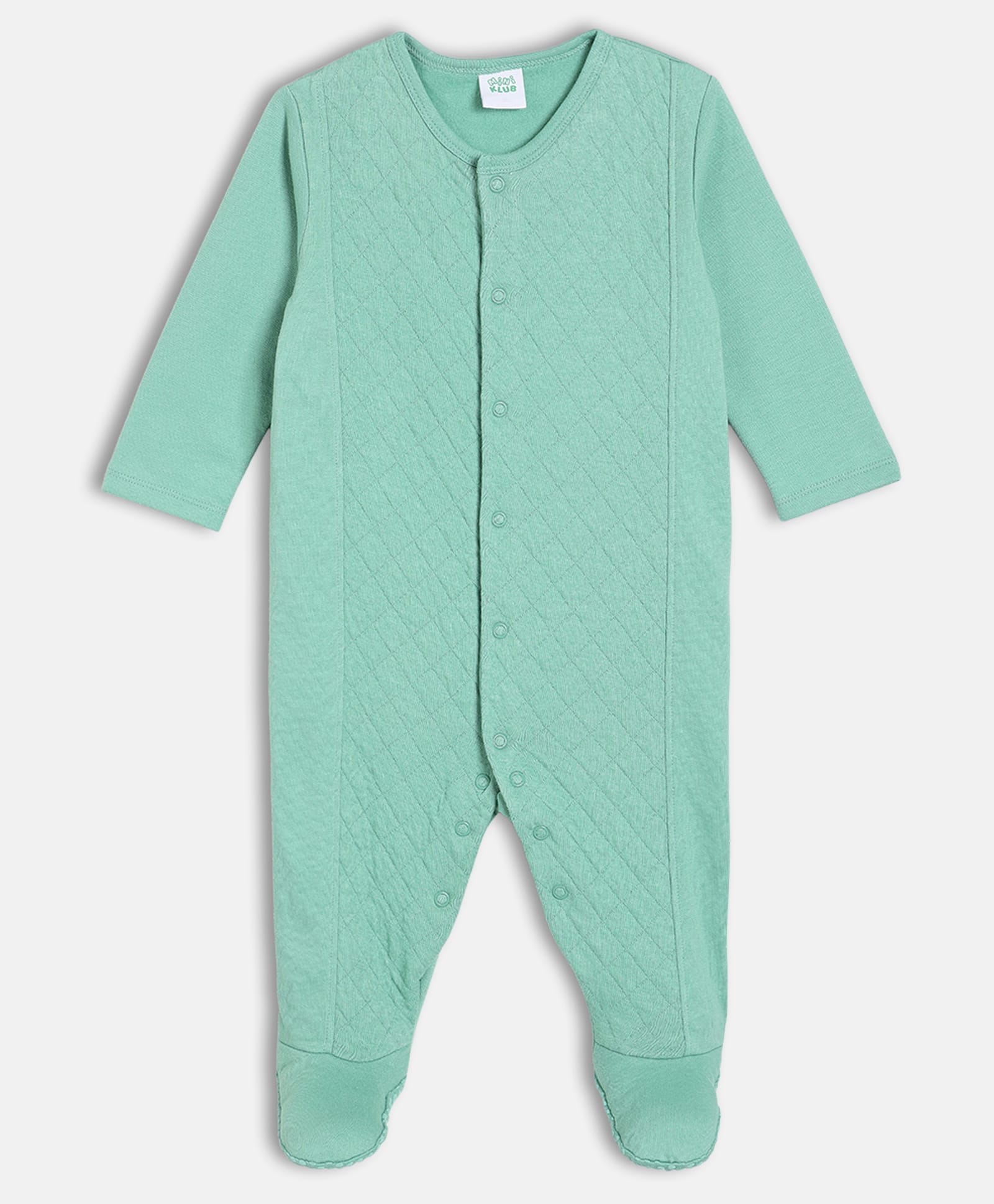 MINI KLUB Cotton Knit Full Sleeves Textured Sleepsuit - Green-image-32