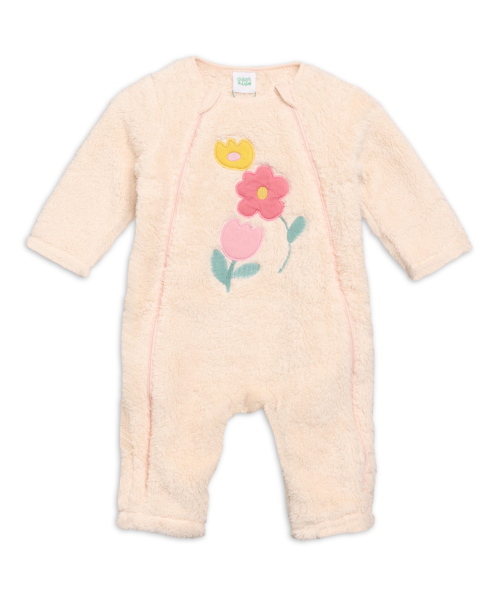 MINI KLUB Cotton Knit Full Sleeves Floral Embroidered Romper - Pink-image-32