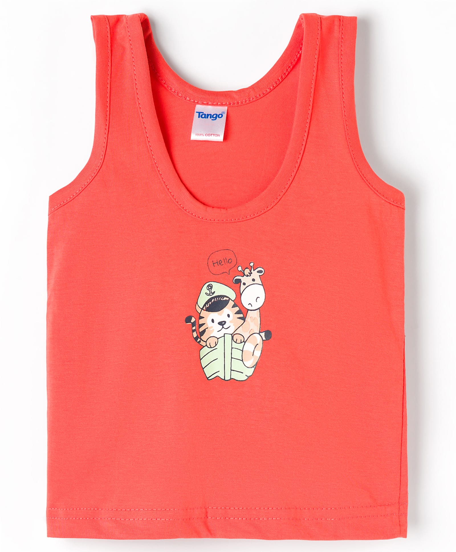 Tango Single Jersey Knit Sleeveless Vest With Animal Print - Dark Orange-image-45