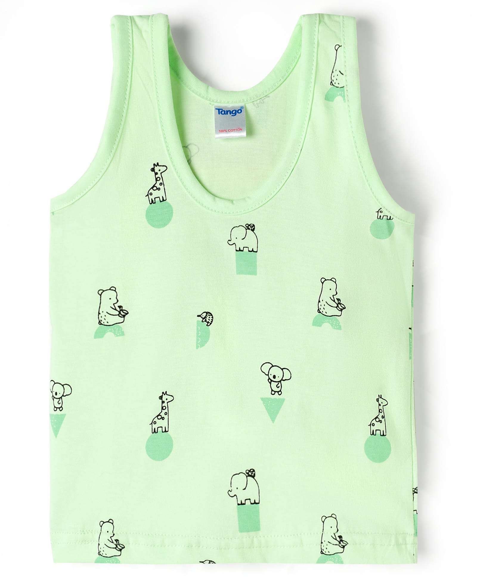 Tango Single Jersey Knit Sleeveless Vest With Animal Print - Light Green-image-21
