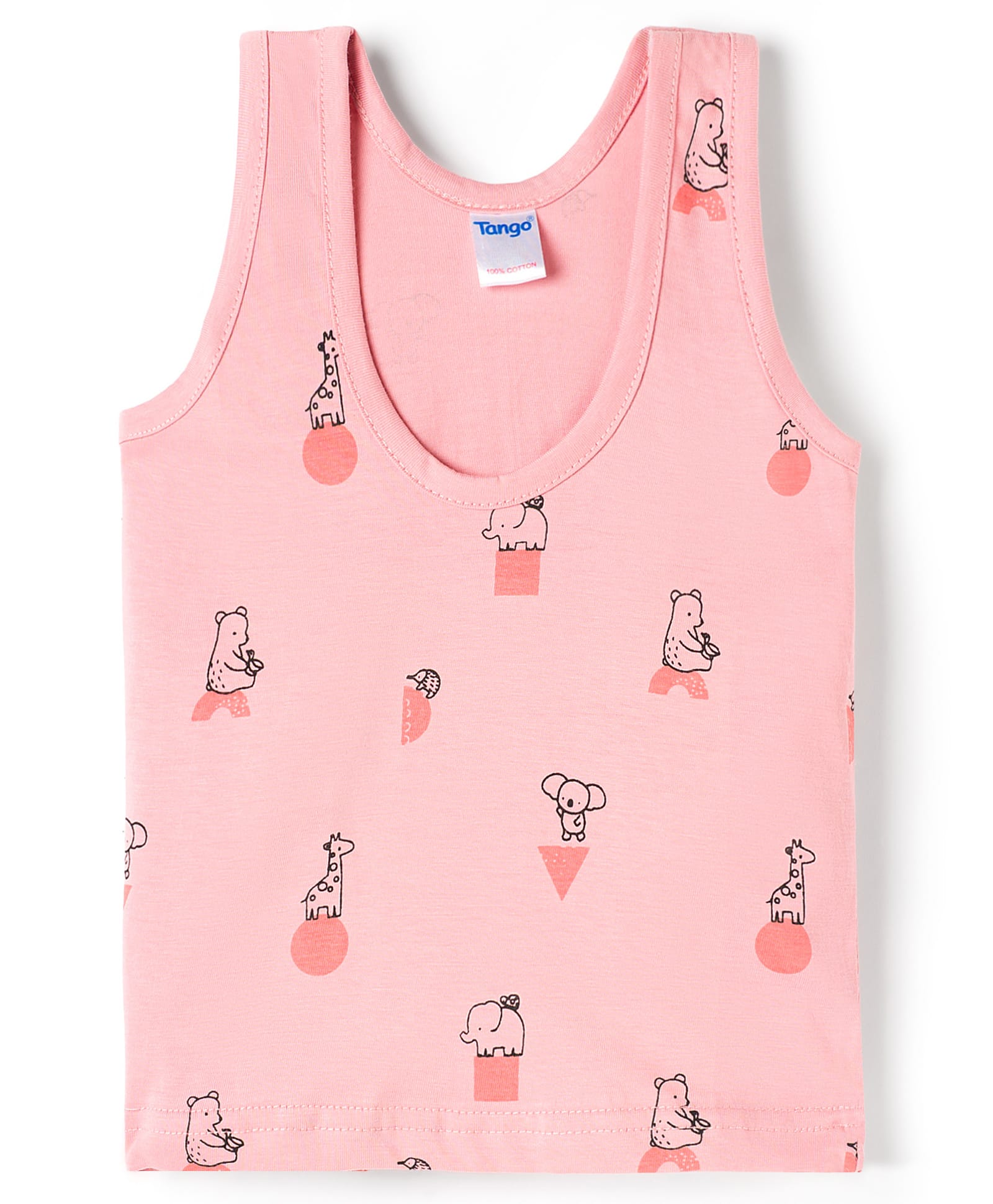 Tango Single Jersey Knit Sleeveless Vest With Animal Print - Pink-image-24