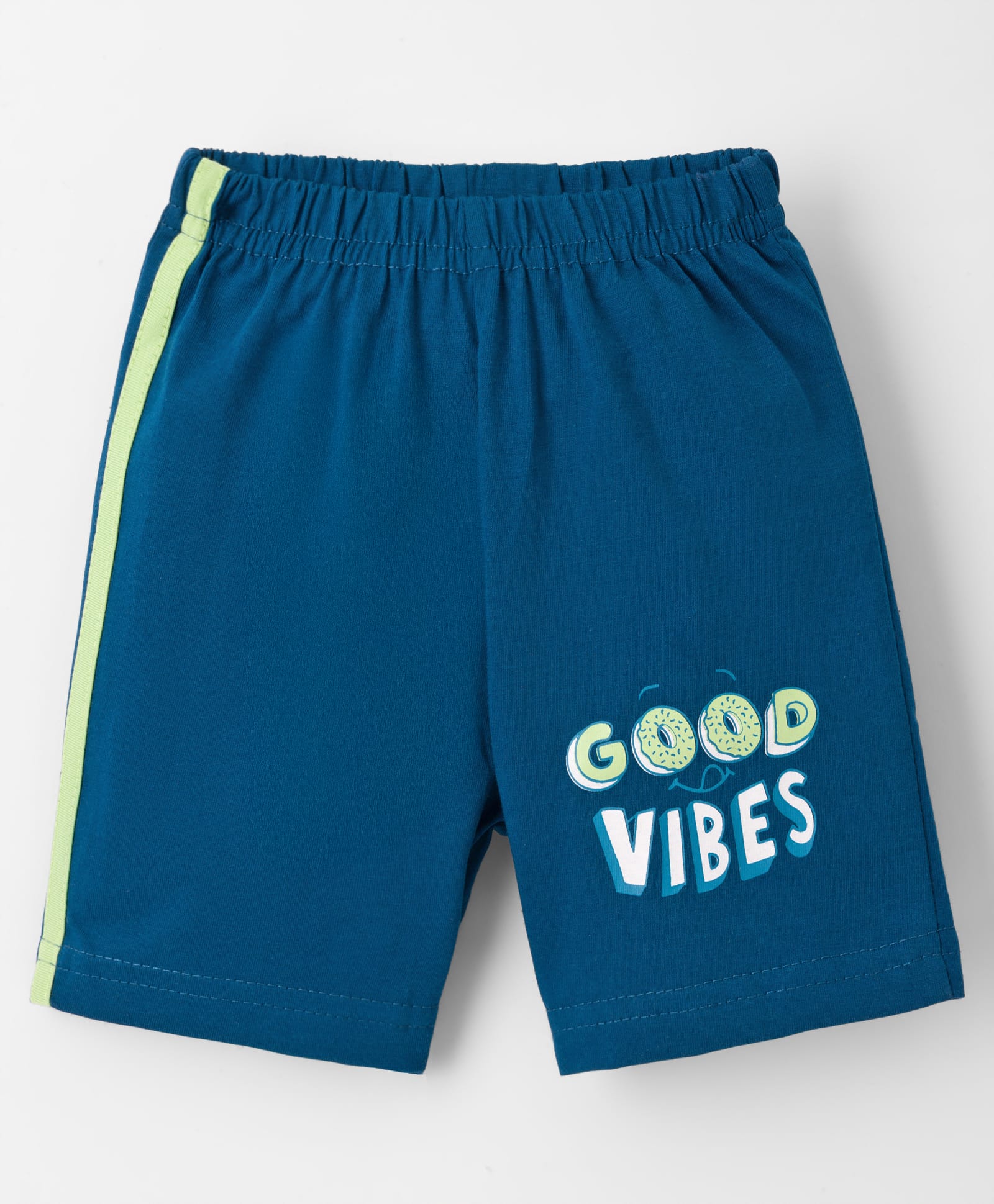 Tango Single Jersey Knit Knee Length Shorts With Text Print - Blue-picture-27