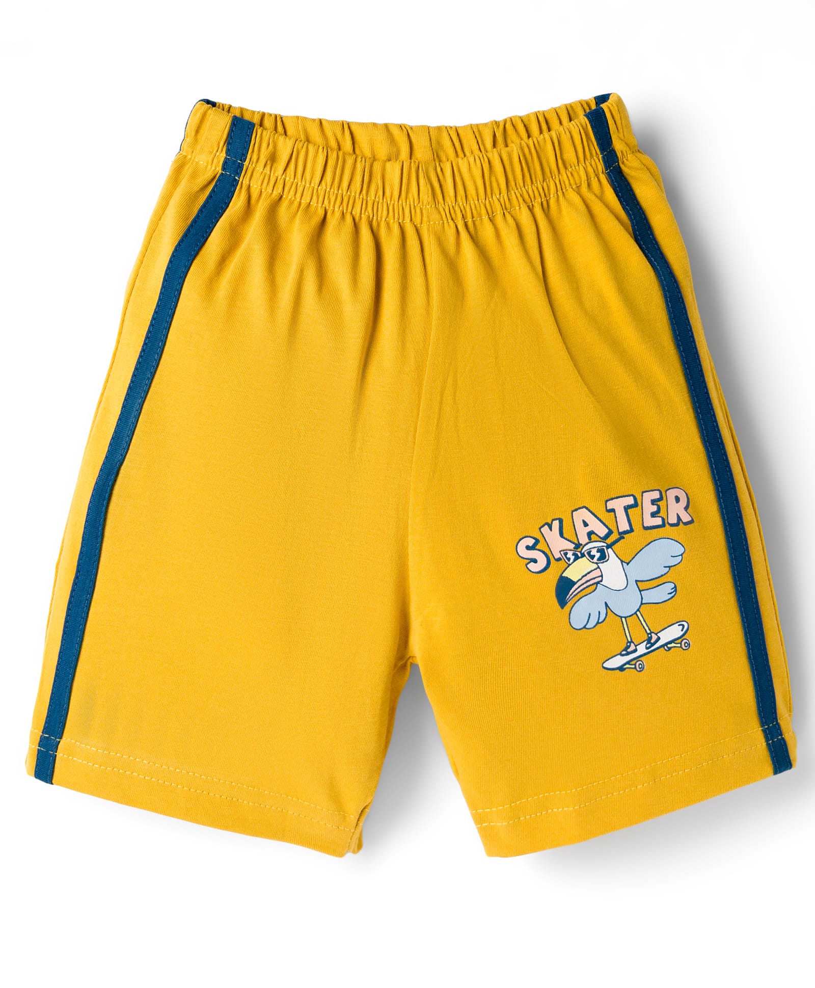 Tango Single Jersey Knit Knee Length Shorts With Bird Print - Golden-image-21
