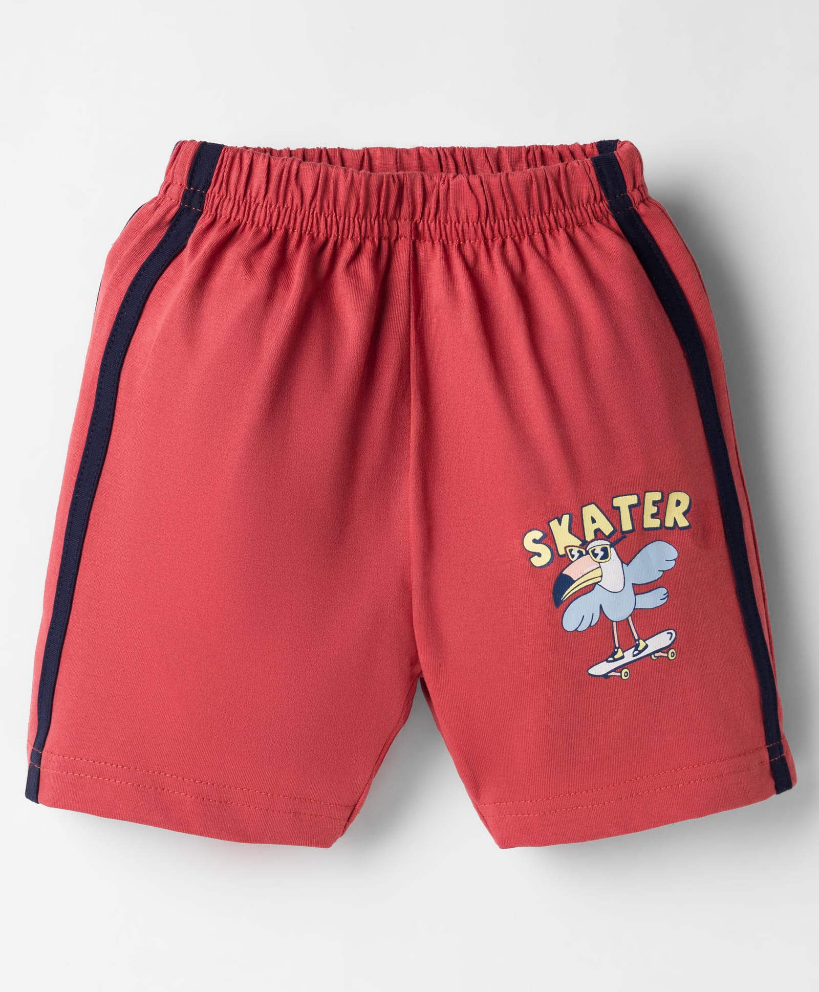 Tango Single Jersey Knit Knee Length Shorts With Bird Print - Red-image-22